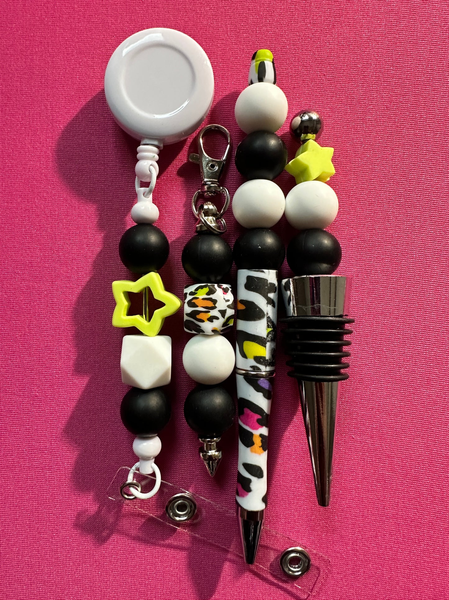 Beaded Sets (White Options)-Pen Keychain Lanyard Stopper
