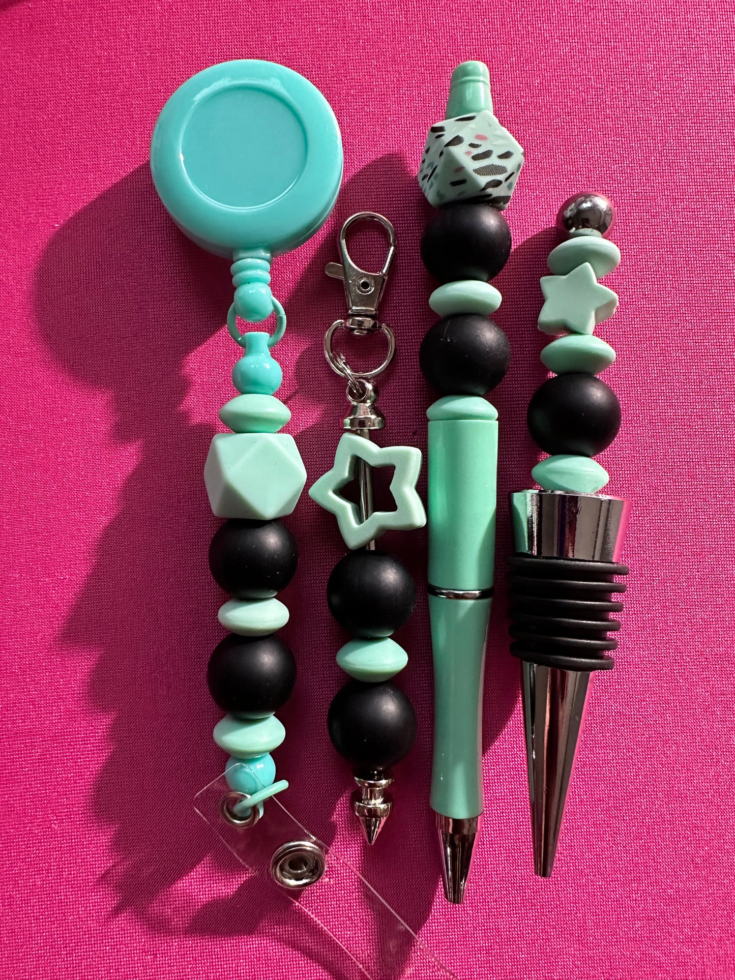 Beaded Sets (Green Options)-Pen Keychain Lanyard Stopper