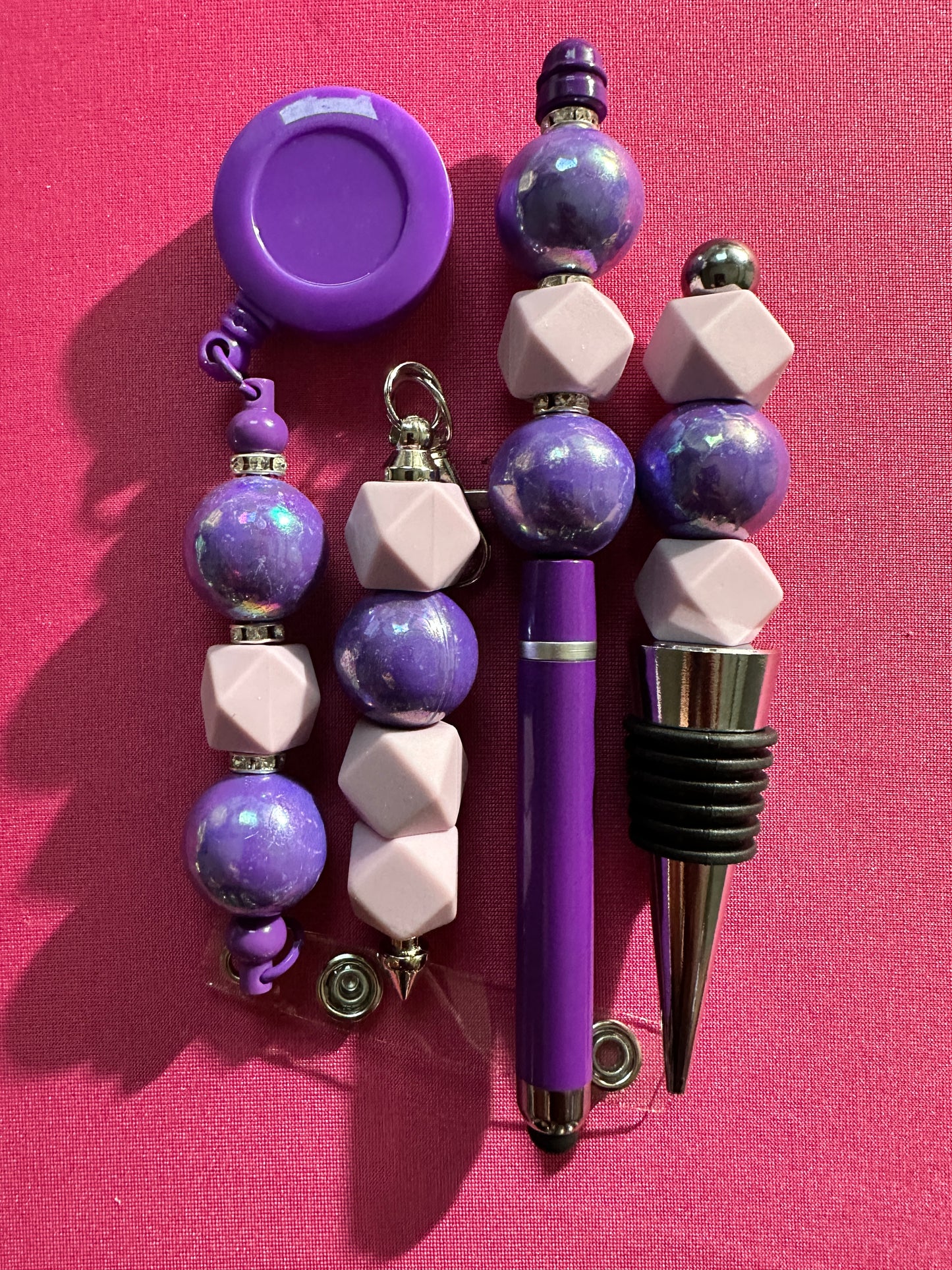 Beaded Sets (Purple Options)-Pen Keychain Lanyard Stopper
