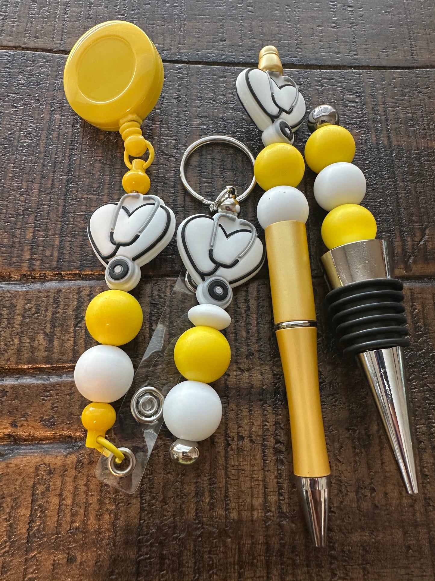 Beaded Sets (Yellow Options)-Pen Keychain Lanyard Stopper