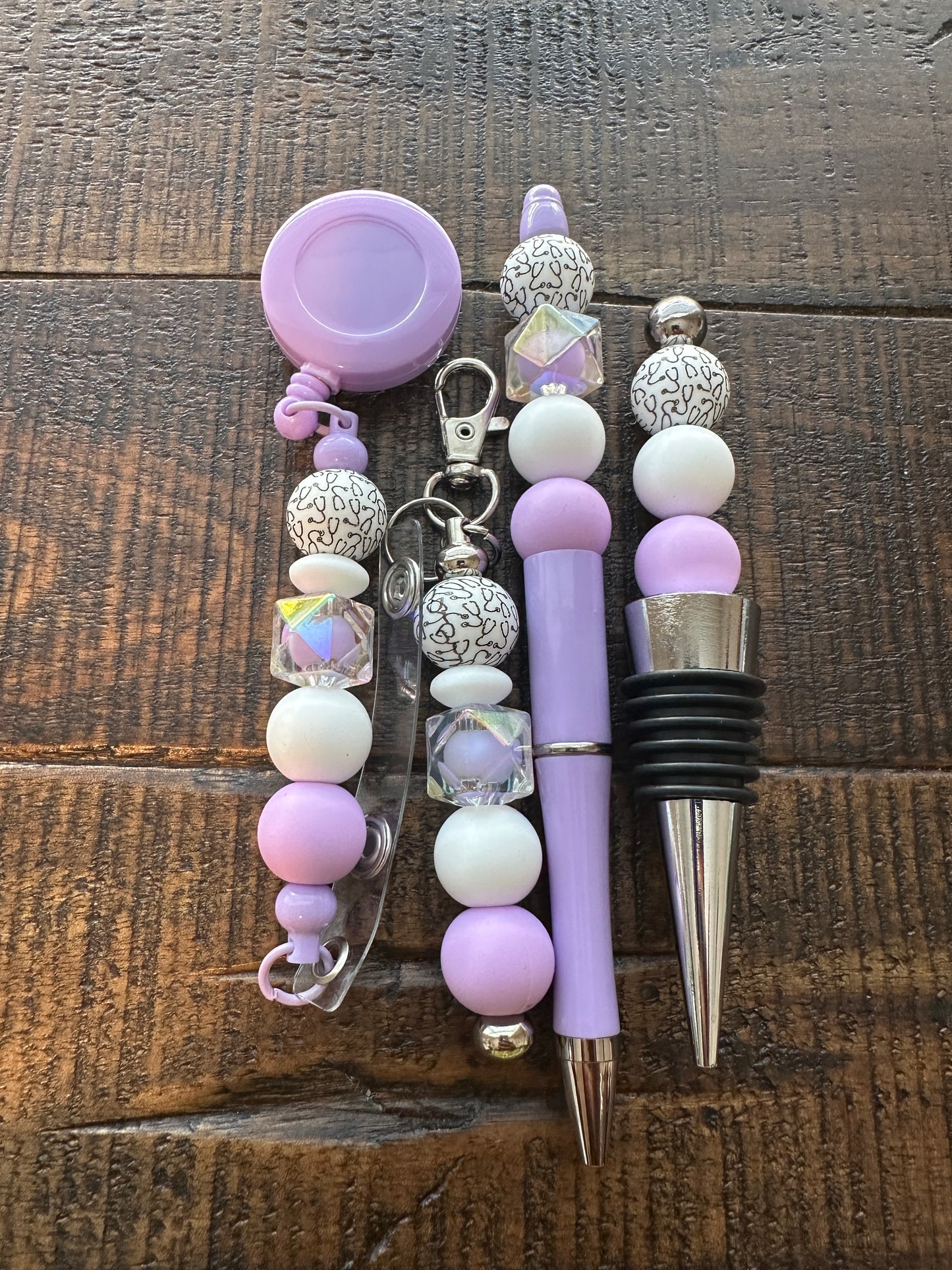 Beaded Sets (Purple Options)-Pen Keychain Lanyard Stopper