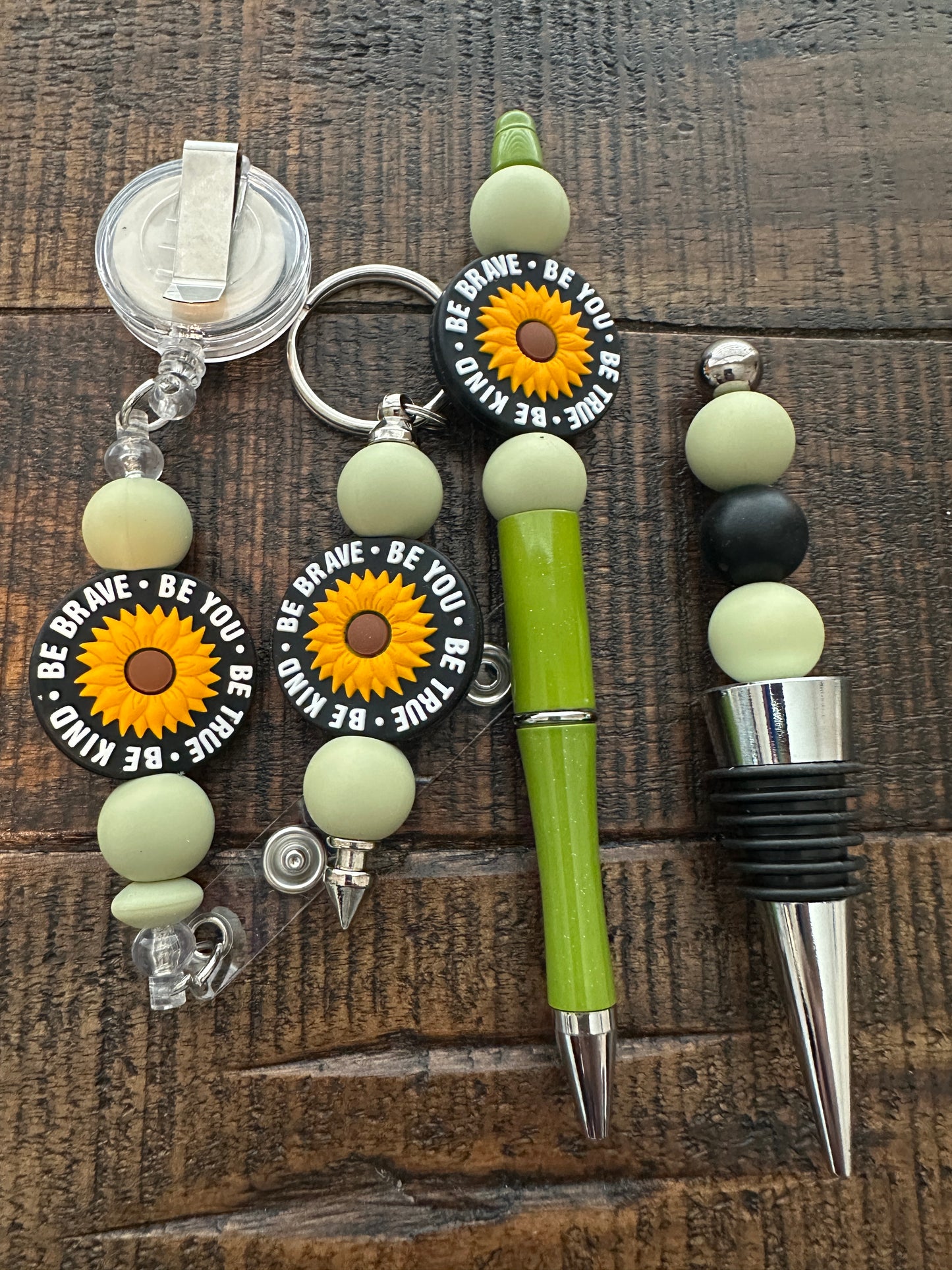 Beaded Sets (Green Options)-Pen Keychain Lanyard Stopper