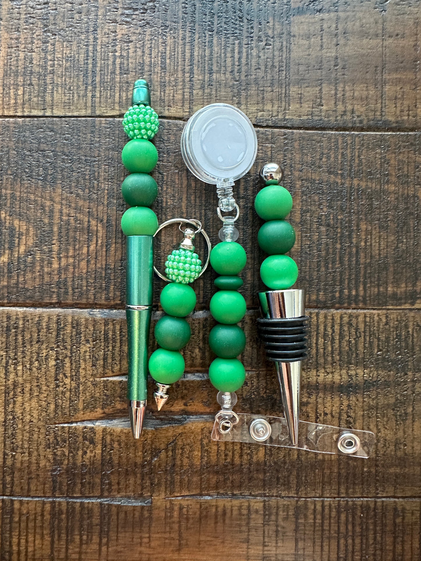 Beaded Sets (Green Options)-Pen Keychain Lanyard Stopper