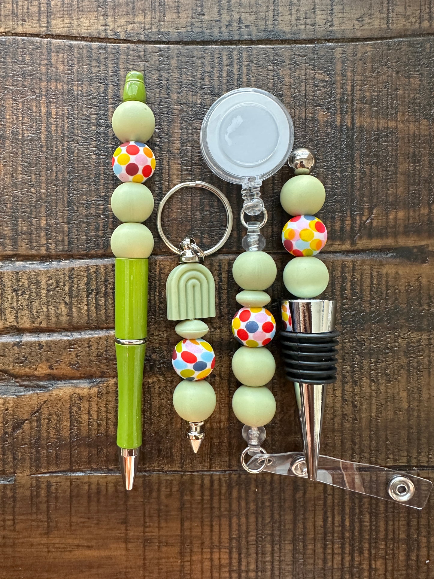 Beaded Sets (Green Options)-Pen Keychain Lanyard Stopper