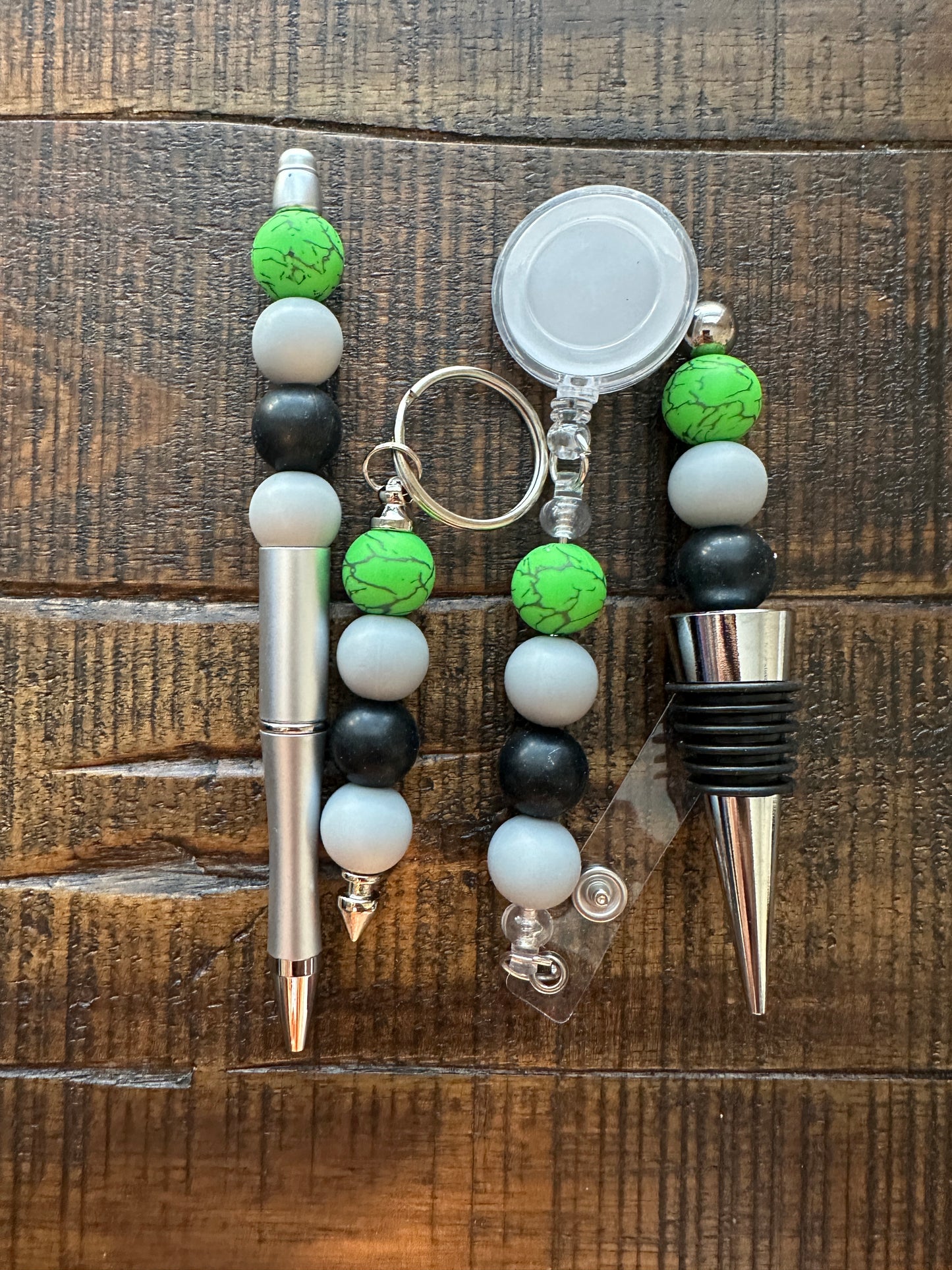 Beaded Sets (Green Options)-Pen Keychain Lanyard Stopper