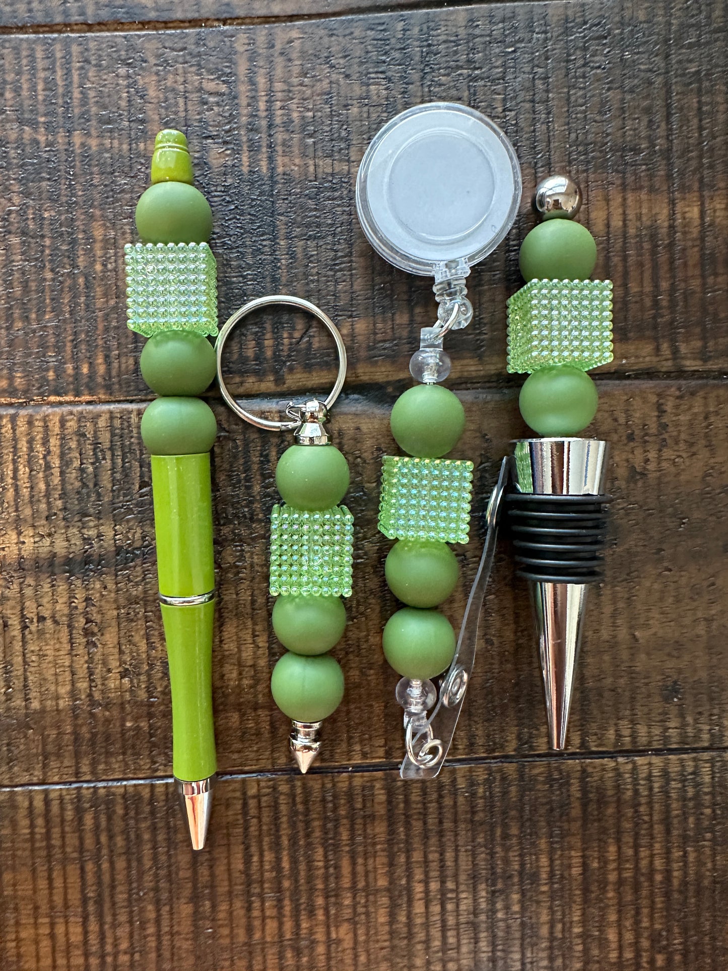 Beaded Sets (Green Options)-Pen Keychain Lanyard Stopper