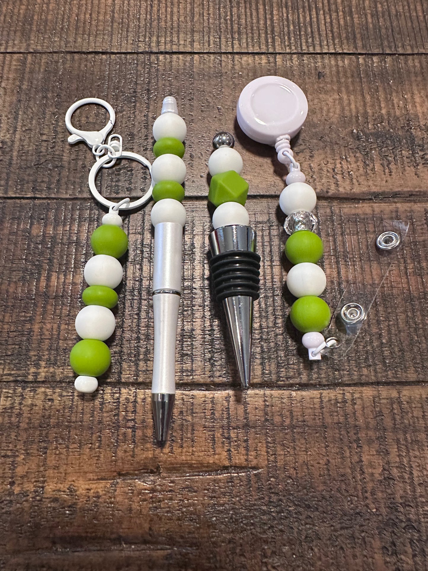 Beaded Sets (White Options)-Pen Keychain Lanyard Stopper