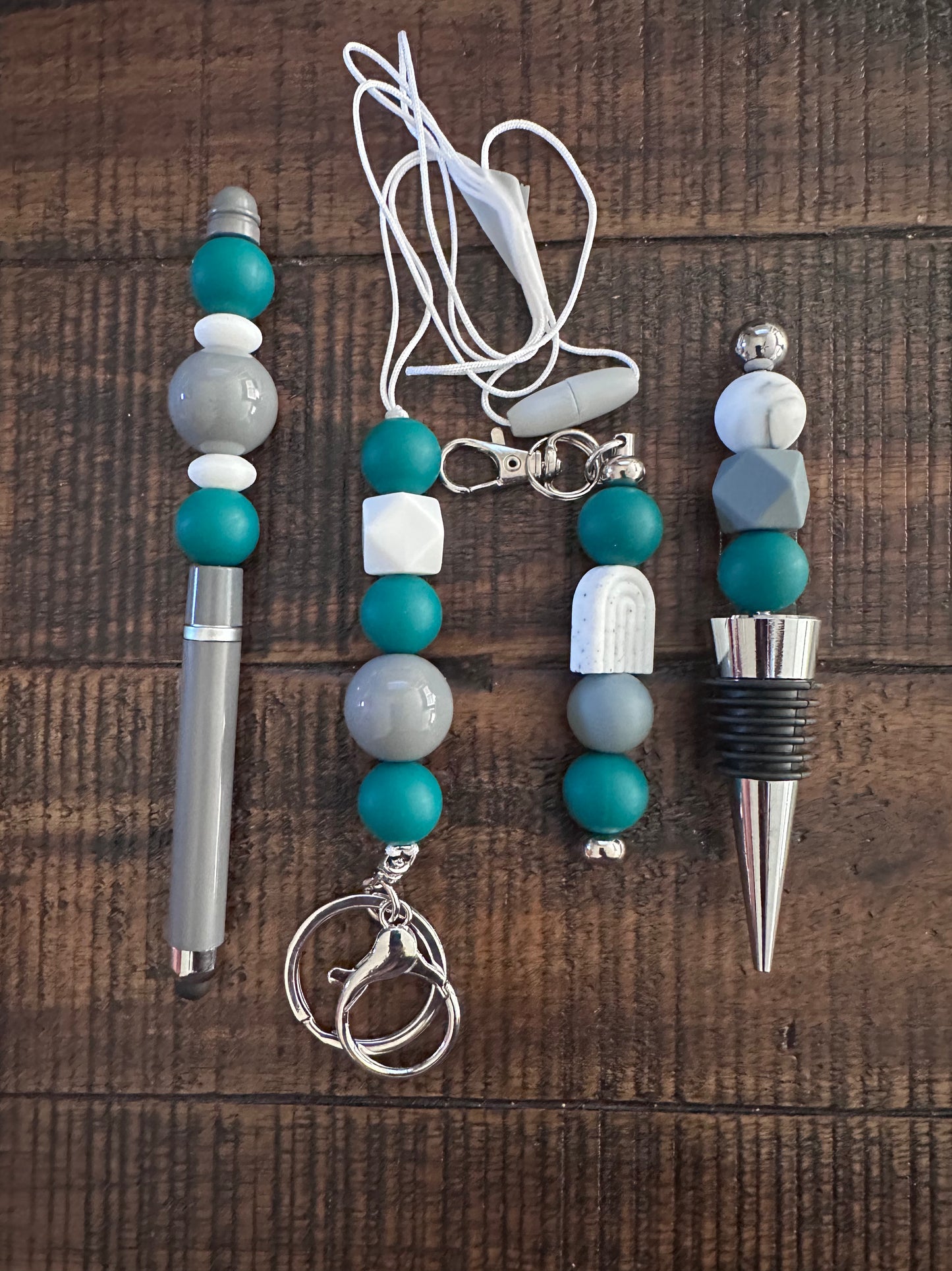 Beaded Sets (Grey Options)-Pen Keychain Lanyard Stopper