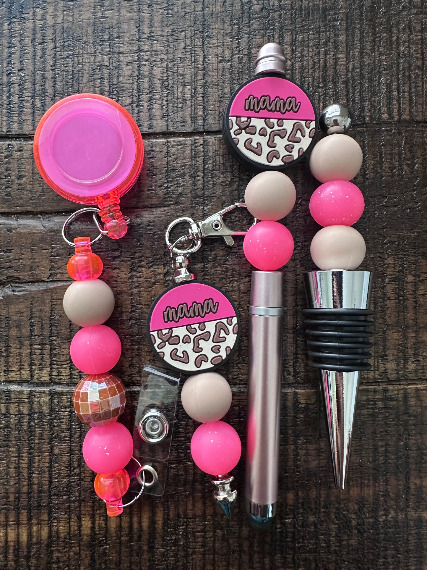 Beaded Sets (Pink Options)-Pen Keychain Lanyard Stopper