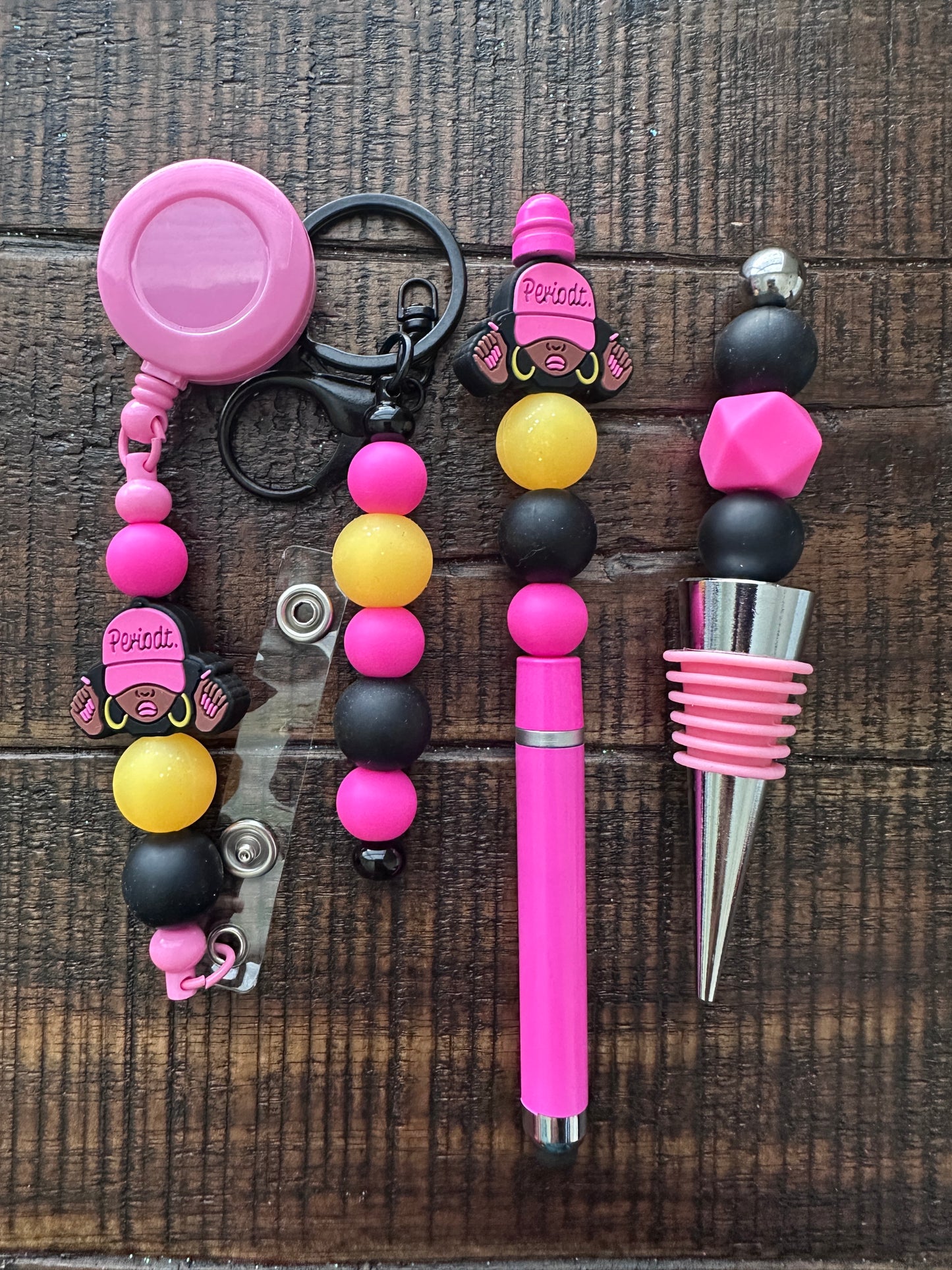 Beaded Sets (Pink Options)-Pen Keychain Lanyard Stopper