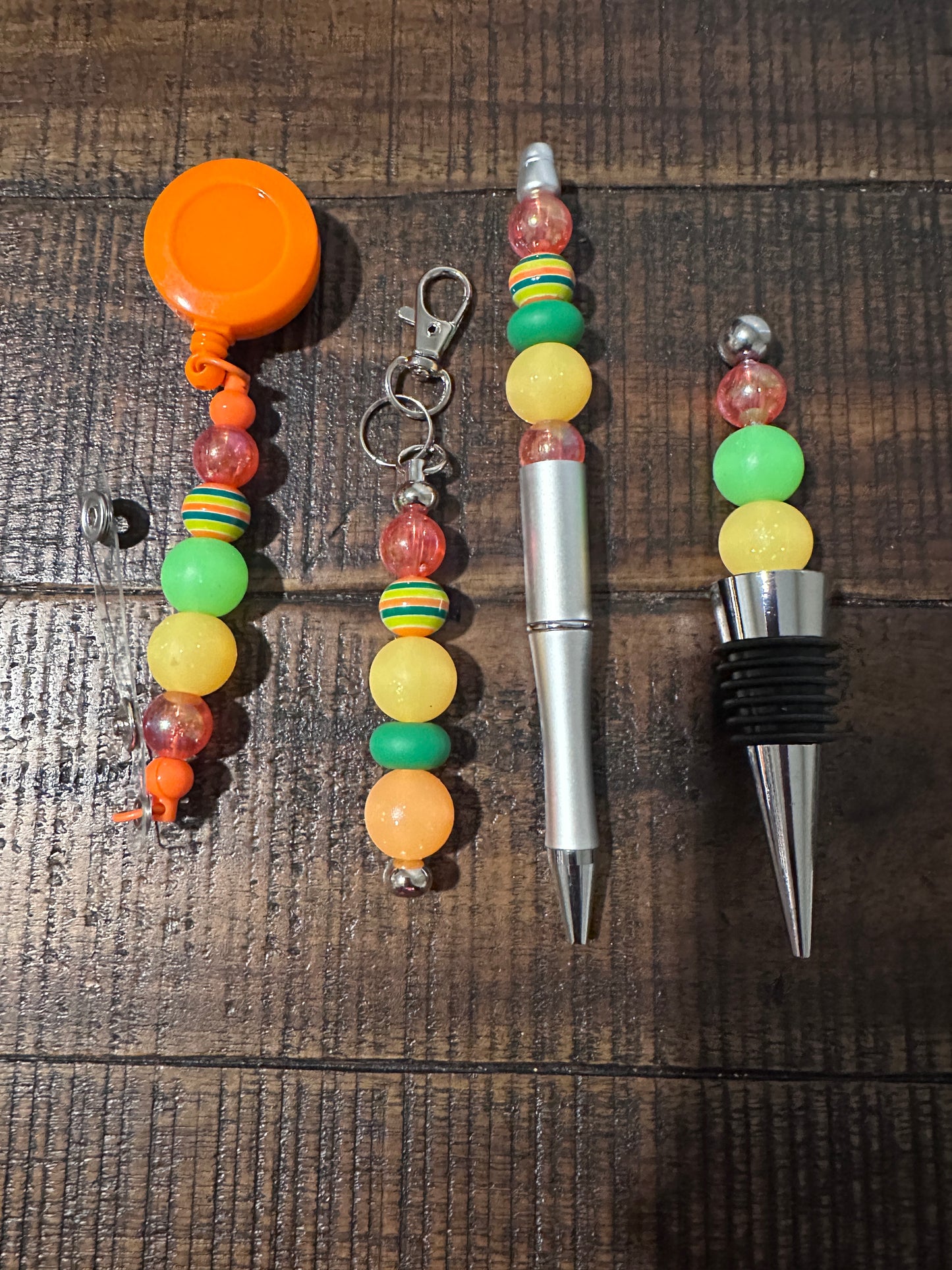 Beaded Sets (Orange Options)-Pen Keychain Lanyard Stopper