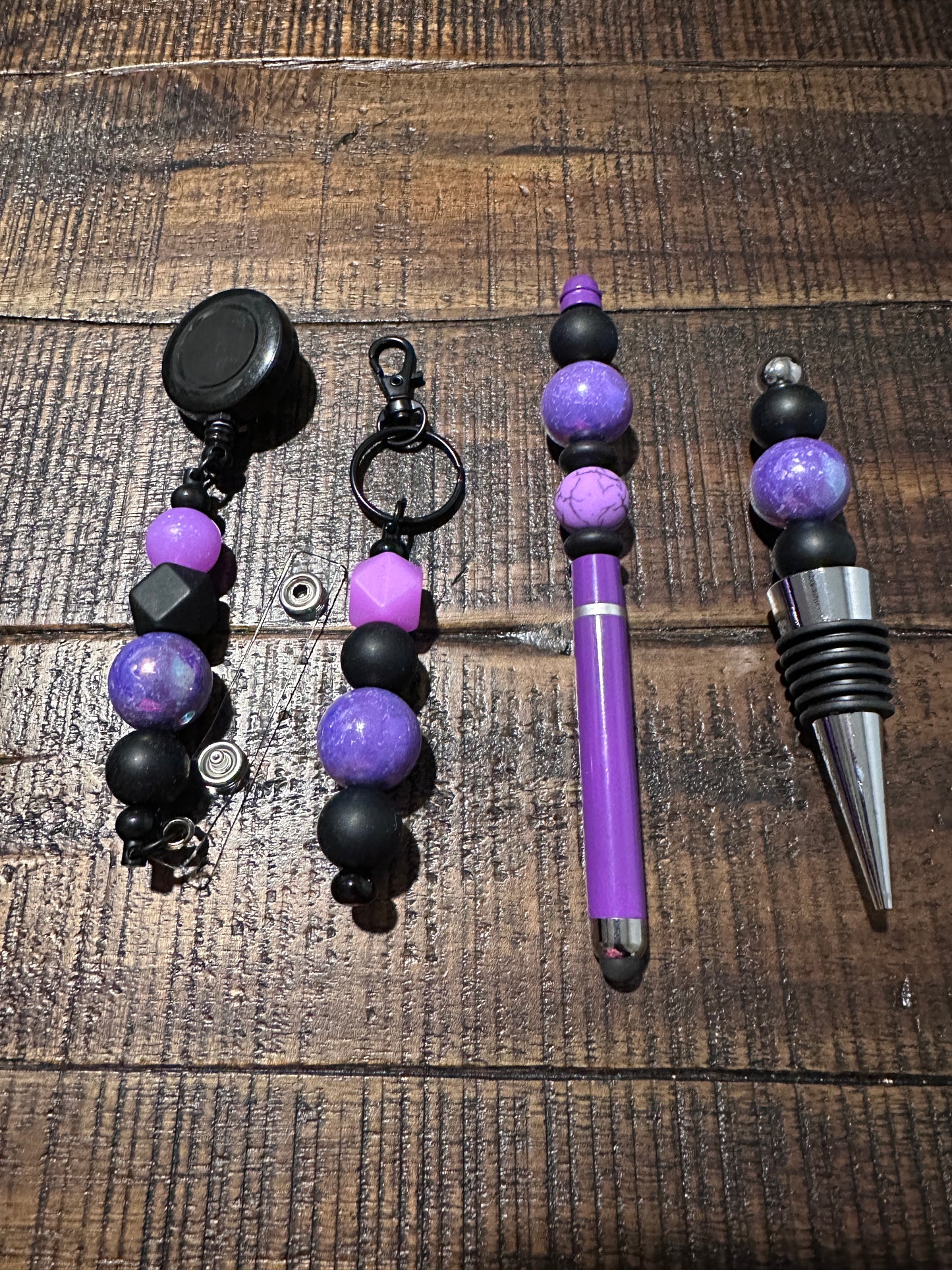 Beaded Sets (Purple Options)-Pen Keychain Lanyard Stopper
