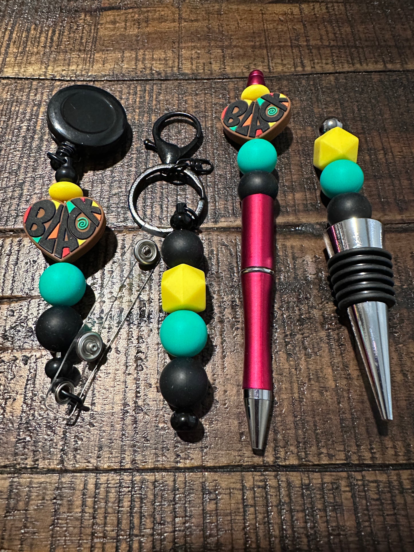 Beaded Sets (Black Options)-Pen Keychain Lanyard Stopper