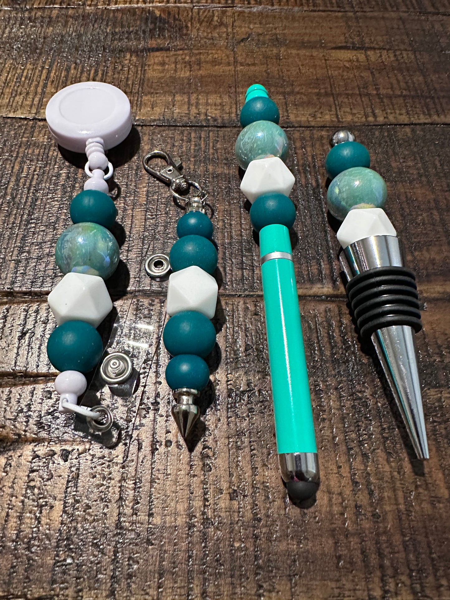 Beaded Sets (Green Options)-Pen Keychain Lanyard Stopper