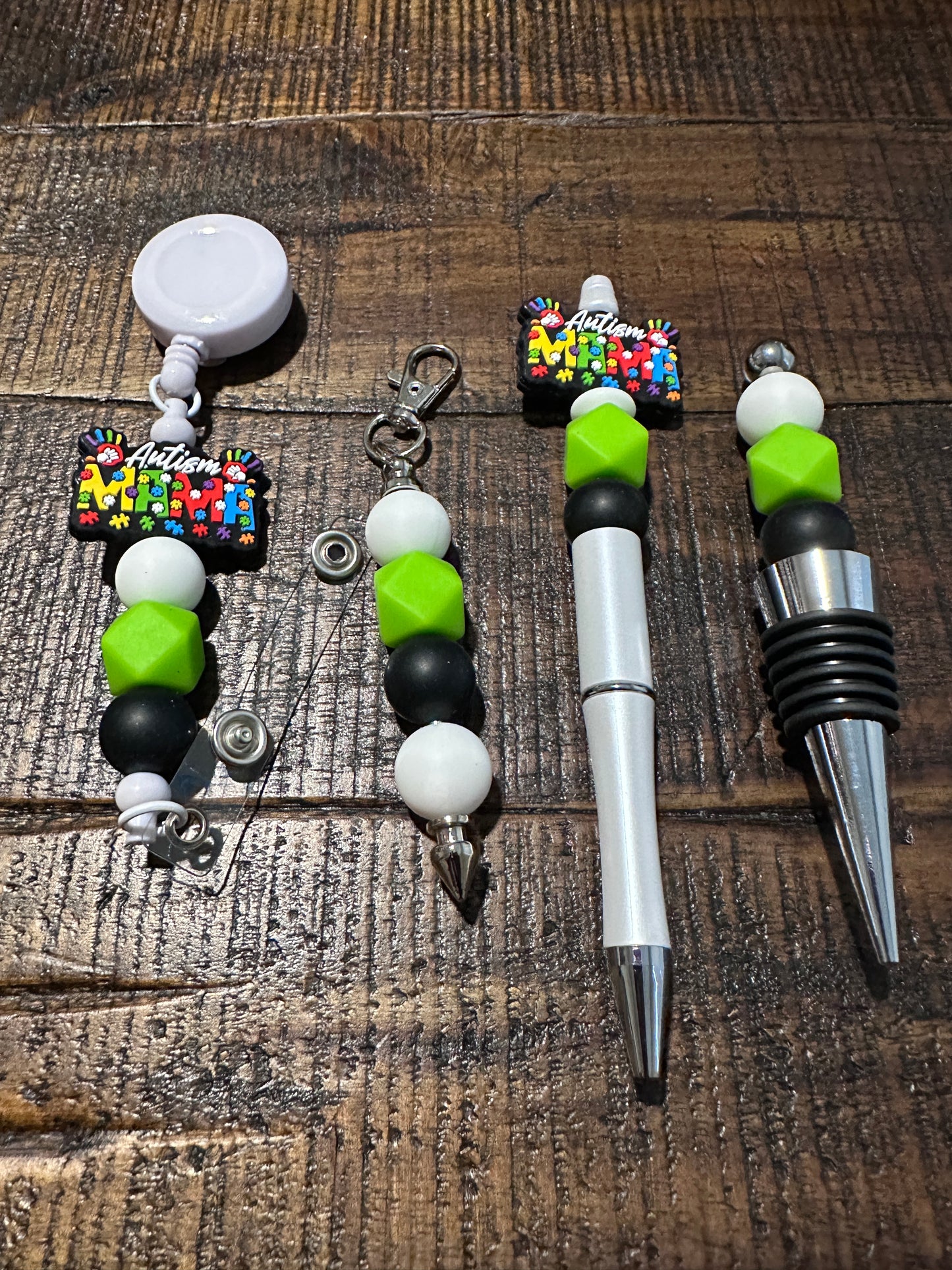 Beaded Sets (White Options)-Pen Keychain Lanyard Stopper