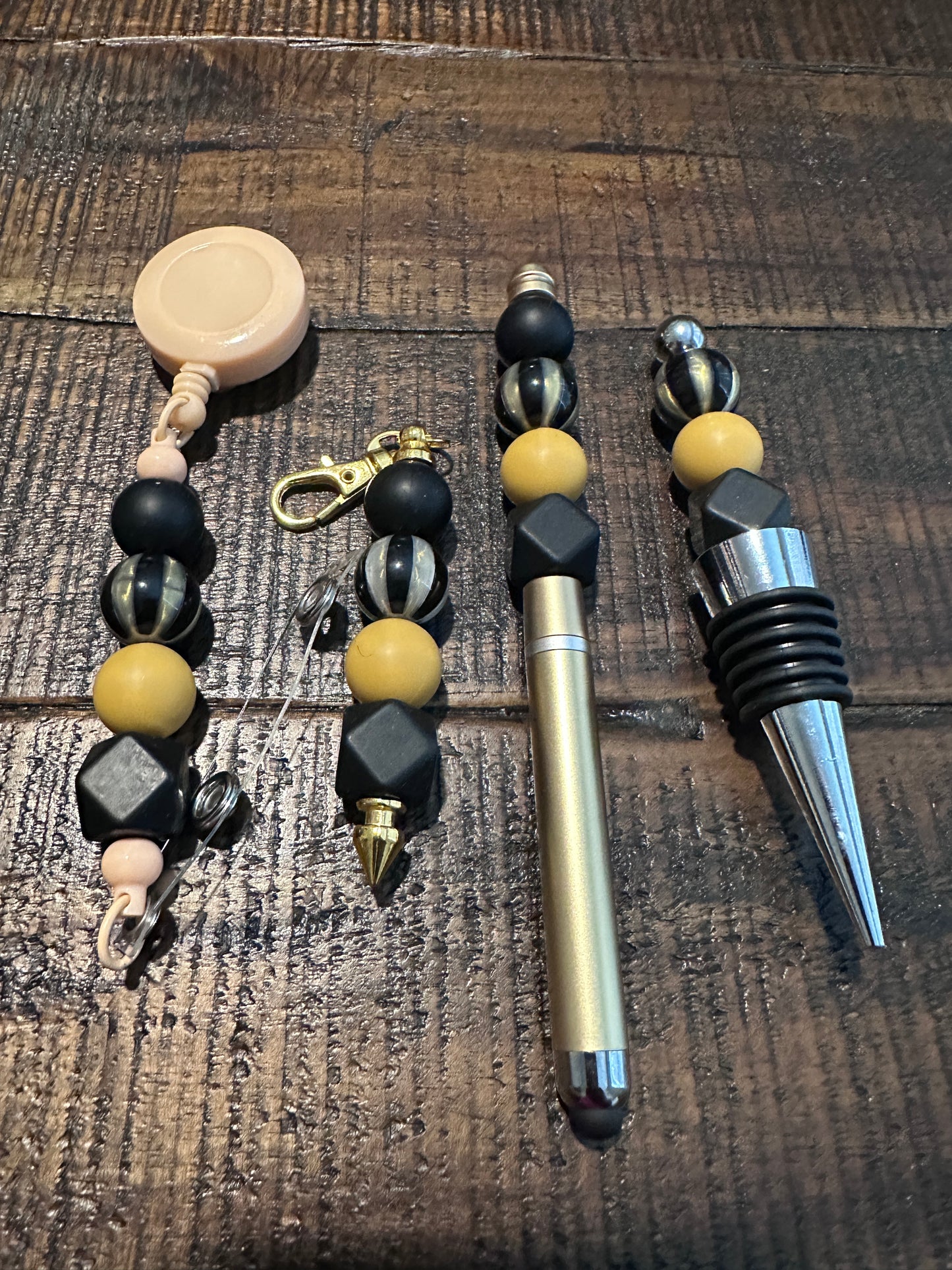 Beaded Sets (Black Options)-Pen Keychain Lanyard Stopper