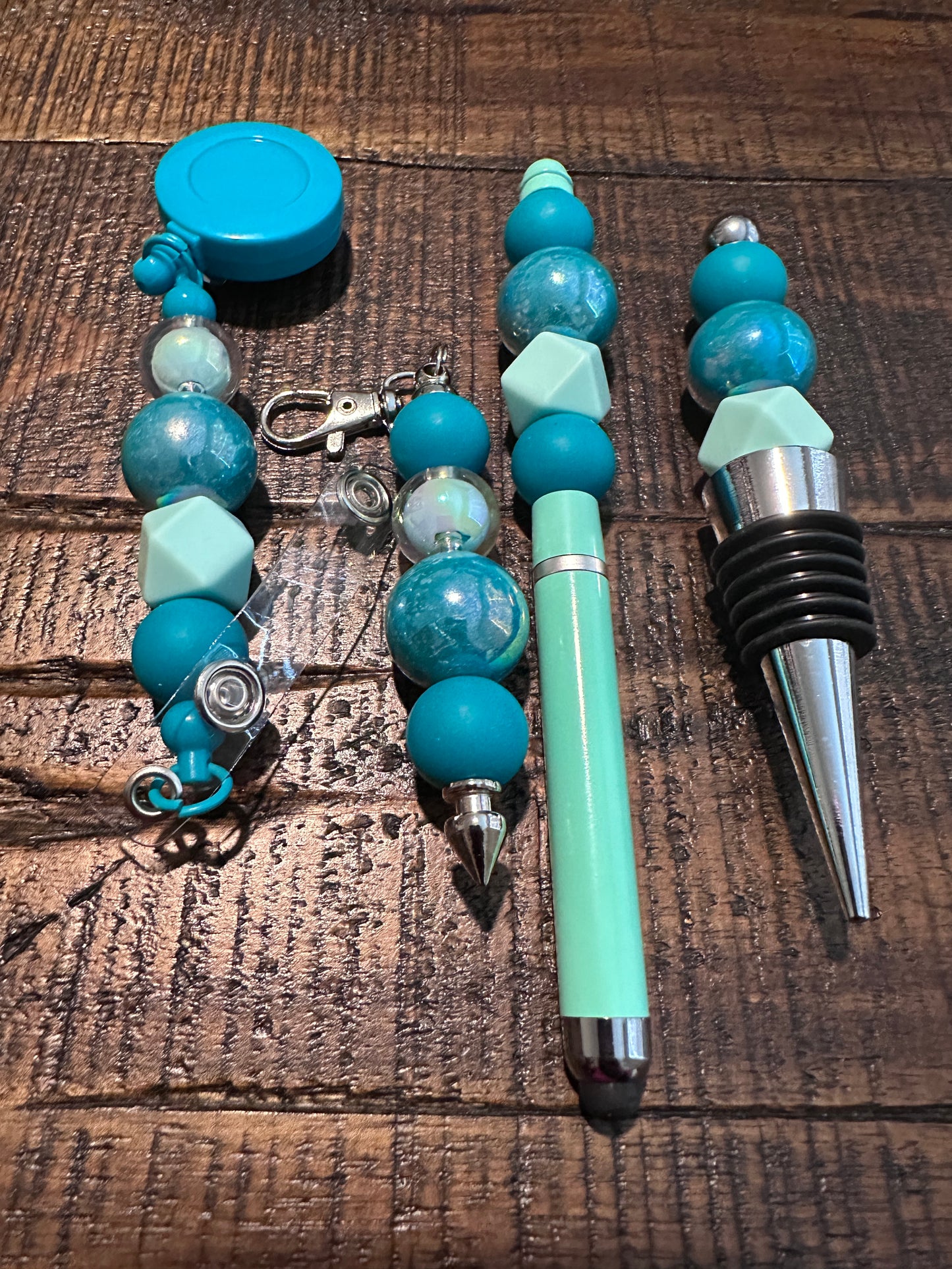 Beaded Sets (Green Options)-Pen Keychain Lanyard Stopper