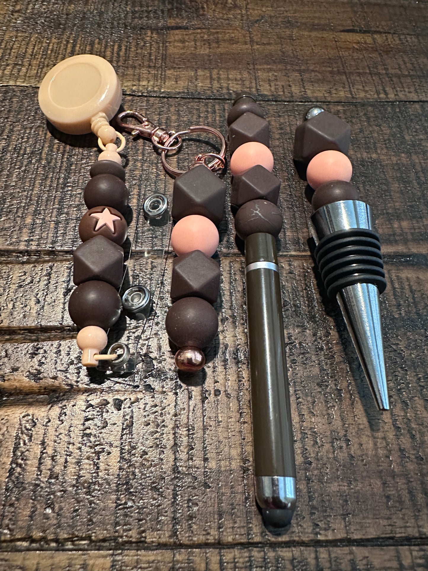 Beaded Sets (Brown Options)-Pen Keychain Lanyard Stopper