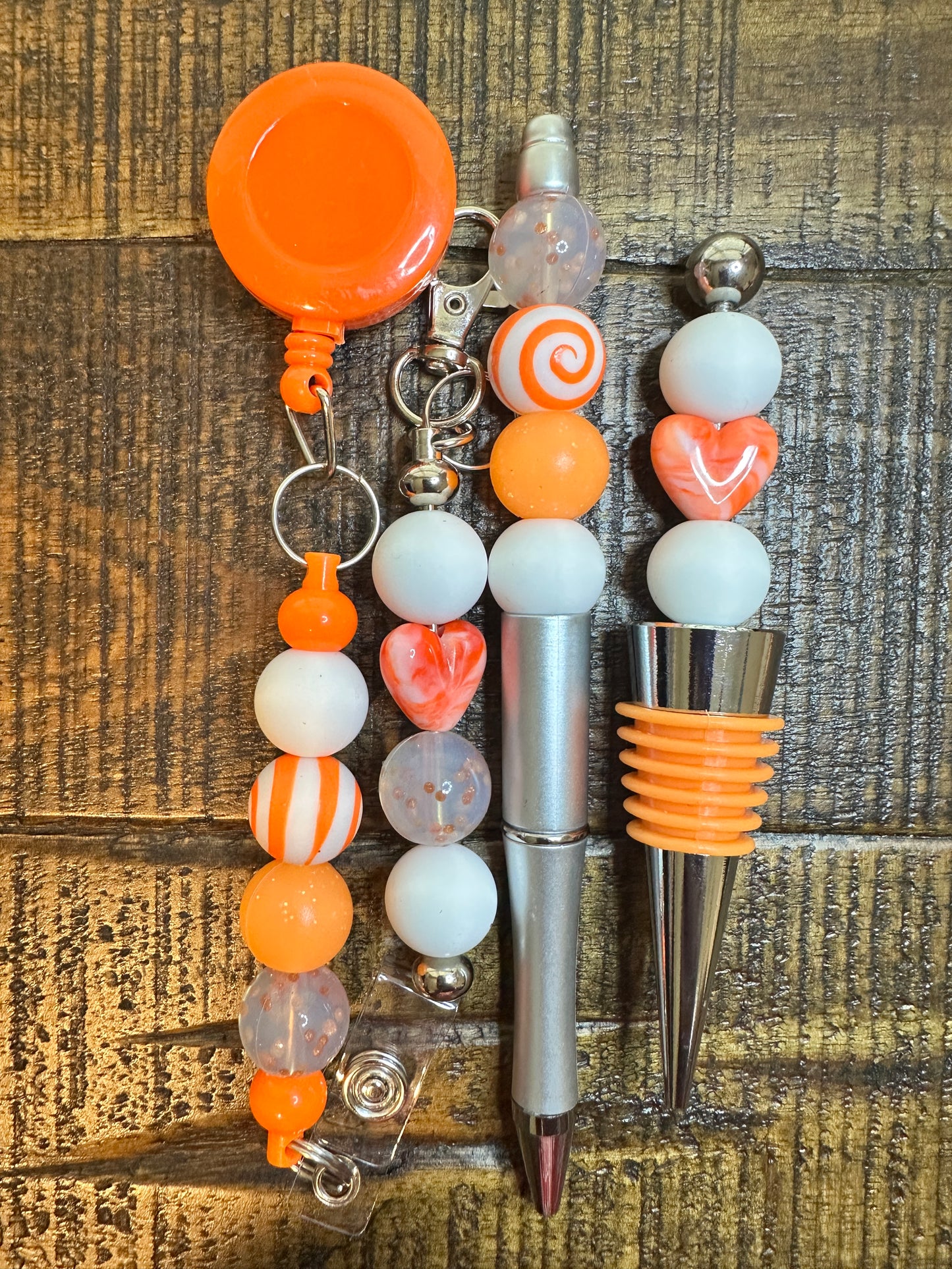 Beaded Sets (Orange Options)-Pen Keychain Lanyard Stopper