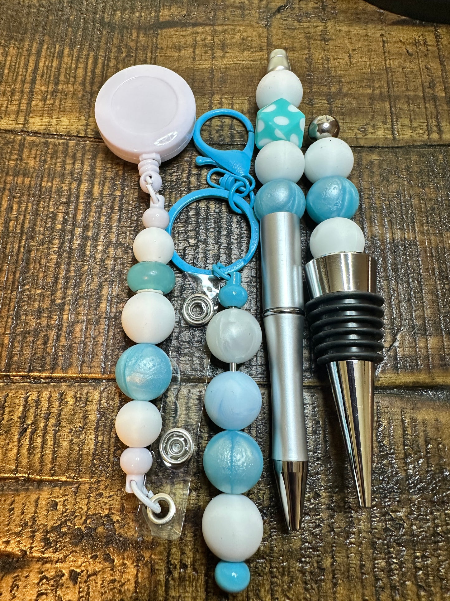 Beaded Sets (Blue Options)-Pen Keychain Lanyard Stopper