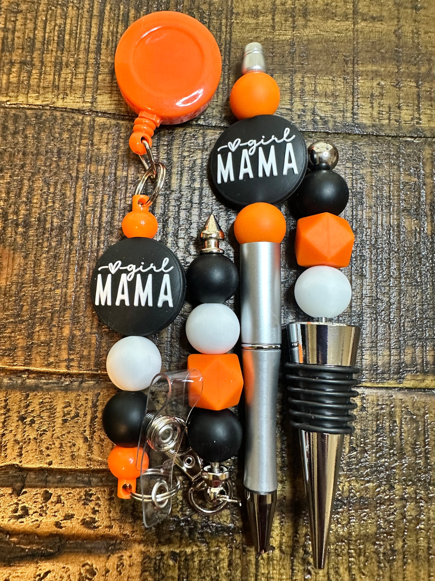 Beaded Sets (Orange Options)-Pen Keychain Lanyard Stopper