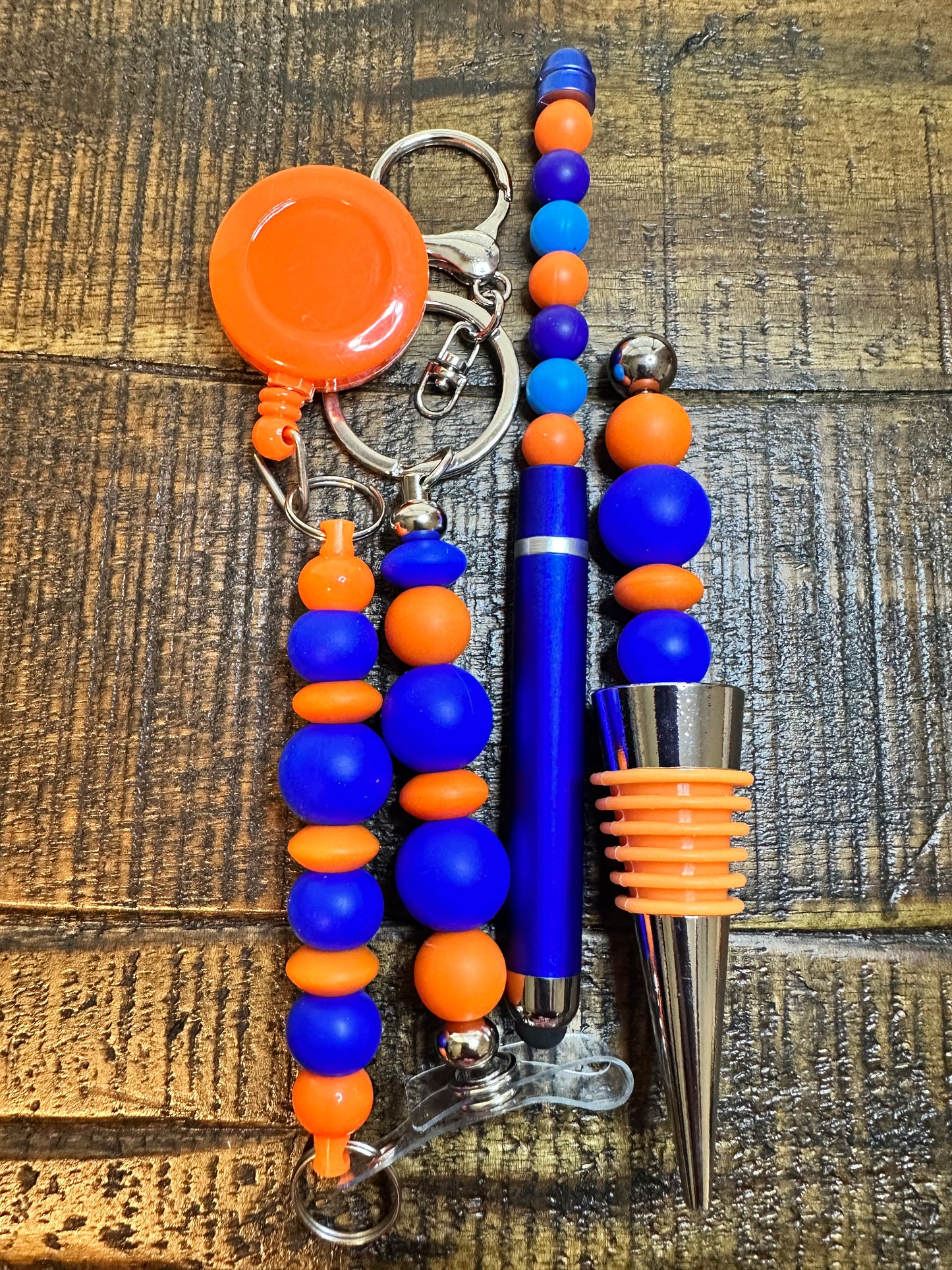 Beaded Sets (Orange Options)-Pen Keychain Lanyard Stopper