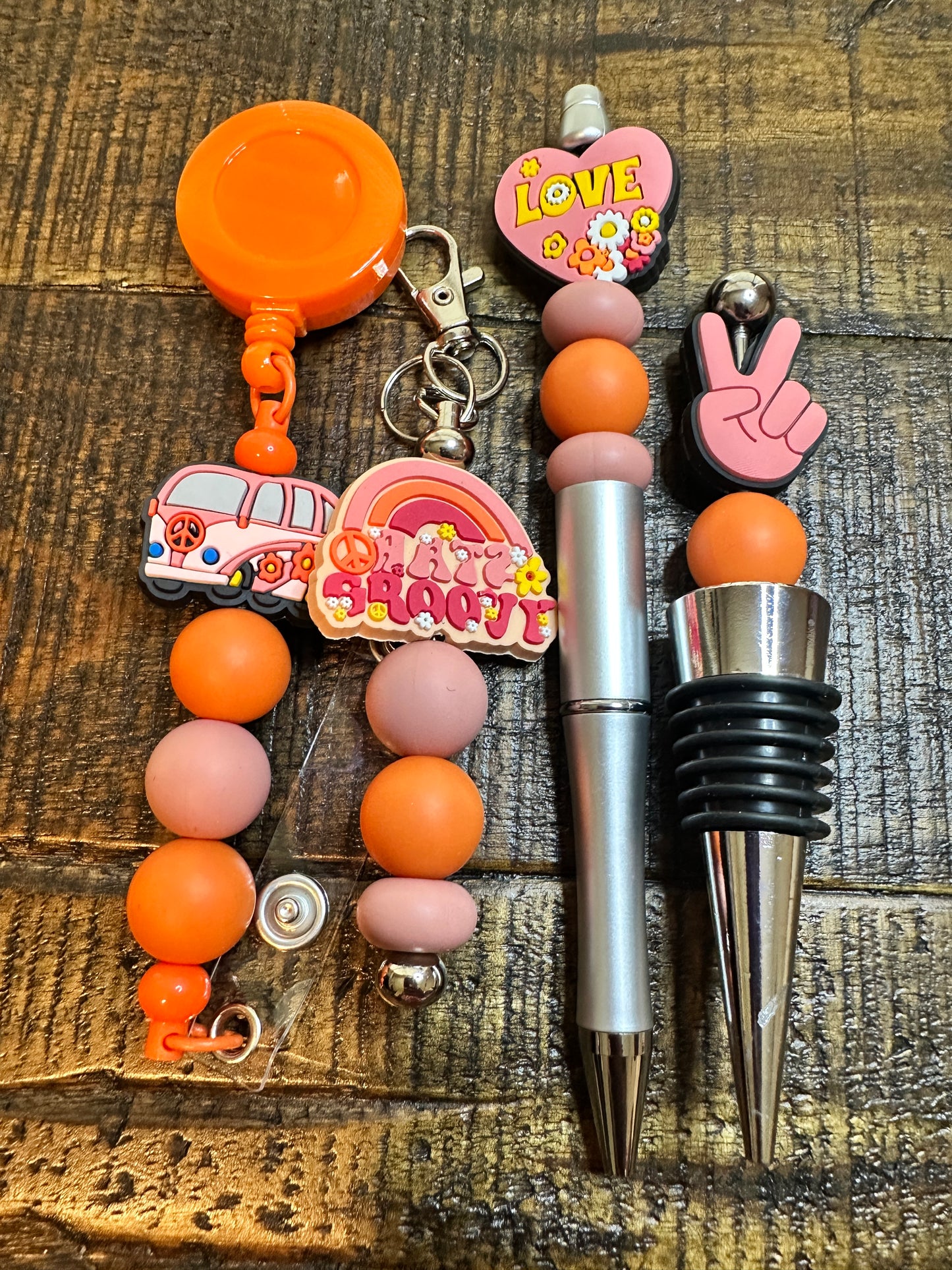 Beaded Sets (Orange Options)-Pen Keychain Lanyard Stopper