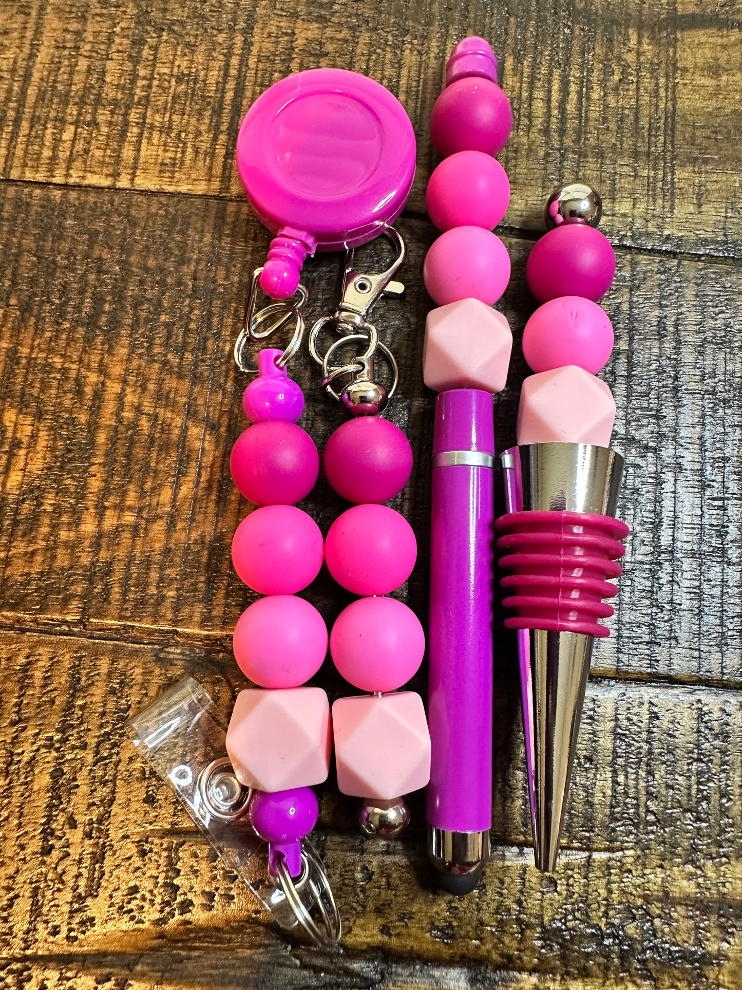 Beaded Sets (Pink Options)-Pen Keychain Lanyard Stopper