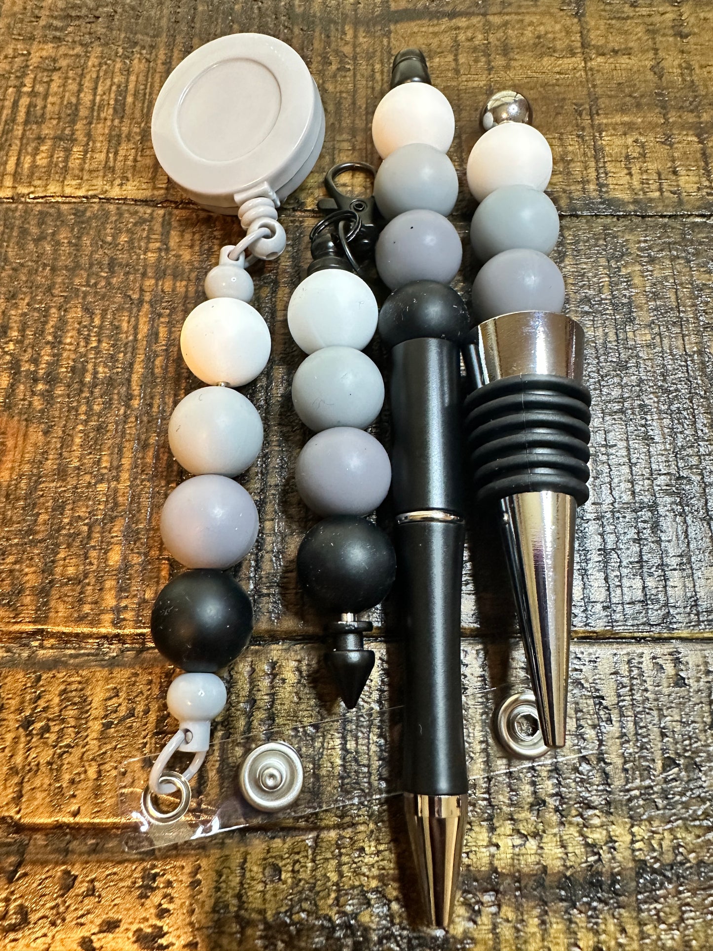 Beaded Sets (Black Options)-Pen Keychain Lanyard Stopper