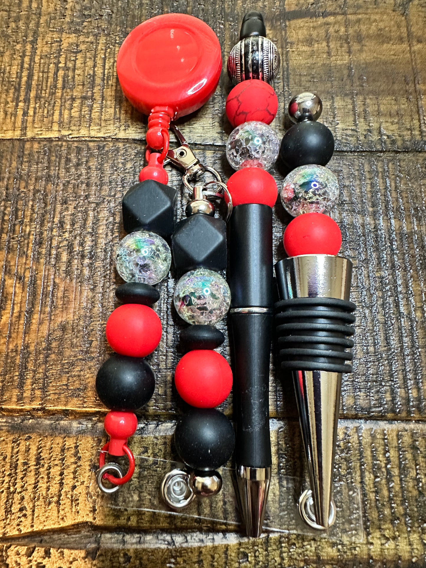 Beaded Sets (Red Options)-Pen Keychain Lanyard Stopper