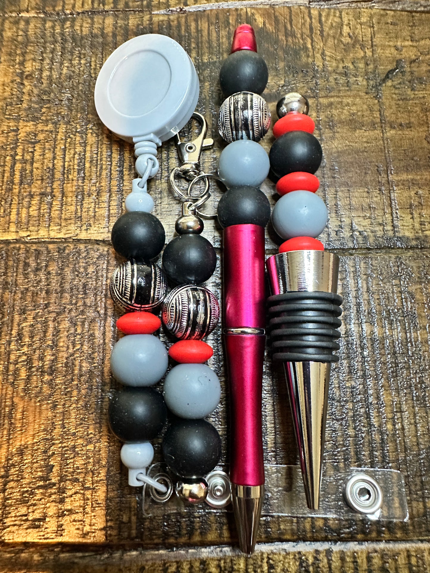 Beaded Sets (Red Options)-Pen Keychain Lanyard Stopper