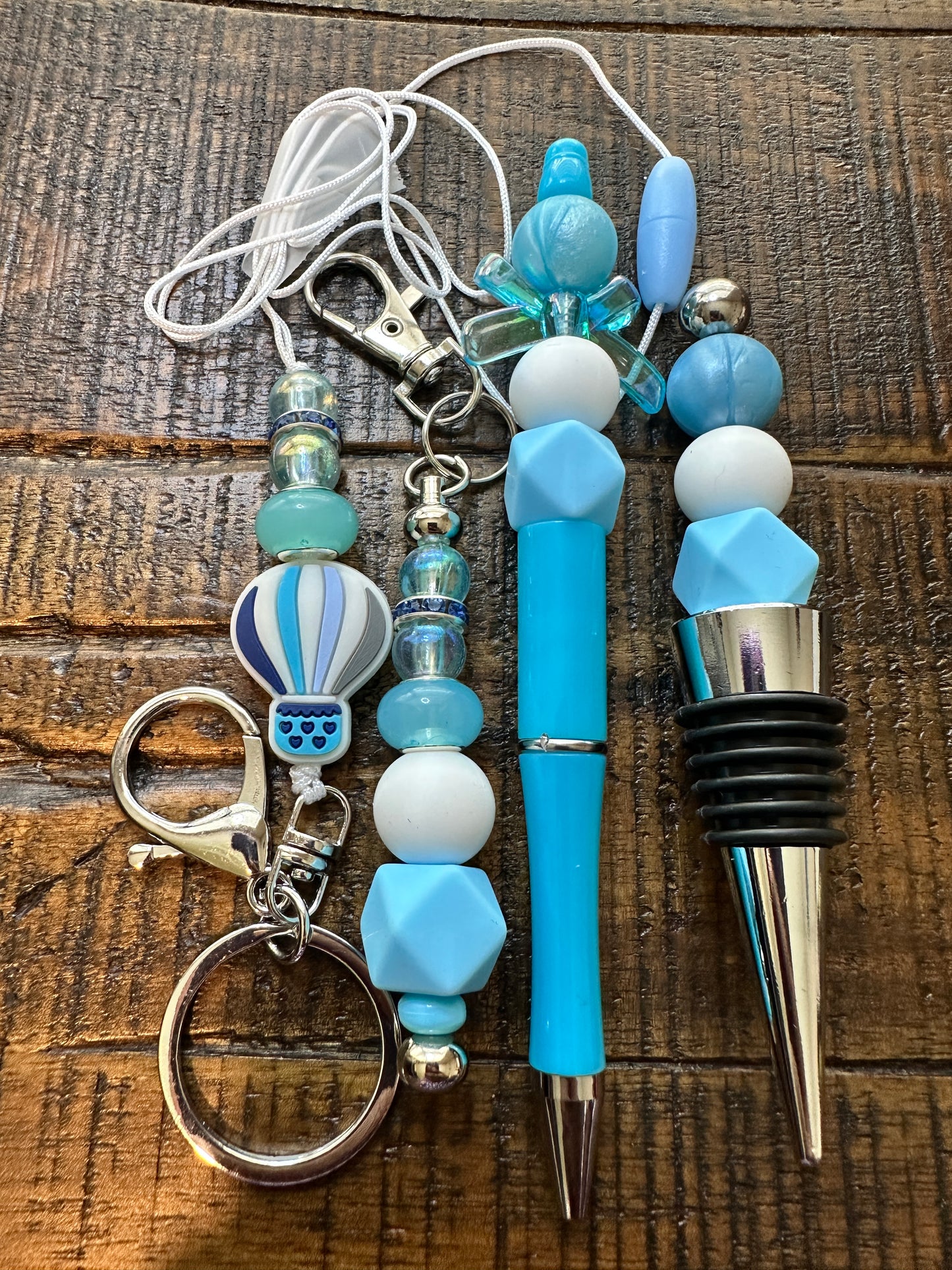 Beaded Sets (Blue Options)-Pen Keychain Lanyard Stopper
