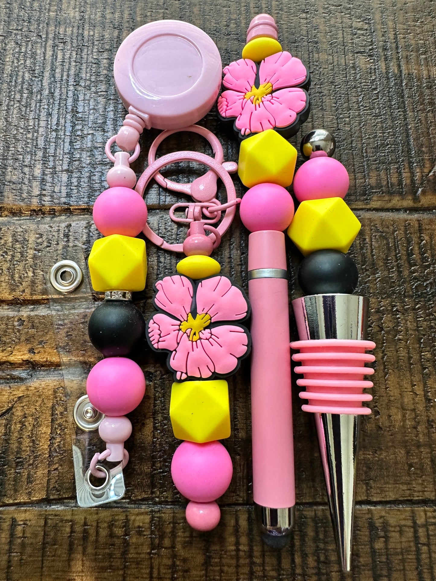 Beaded Sets (Pink Options)-Pen Keychain Lanyard Stopper