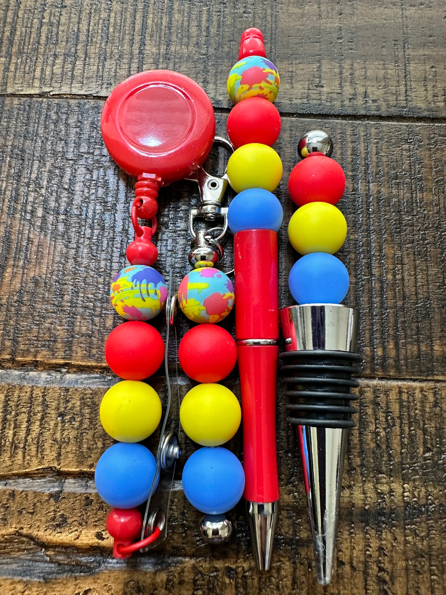 Beaded Sets (Red Options)-Pen Keychain Lanyard Stopper