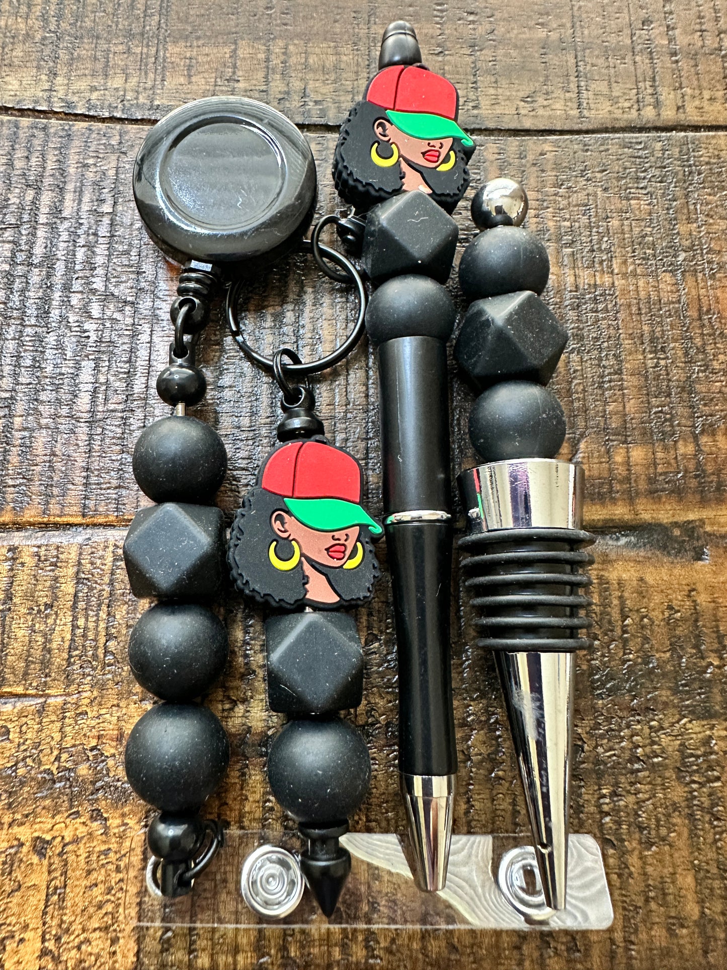 Beaded Sets (Black Options)-Pen Keychain Lanyard Stopper