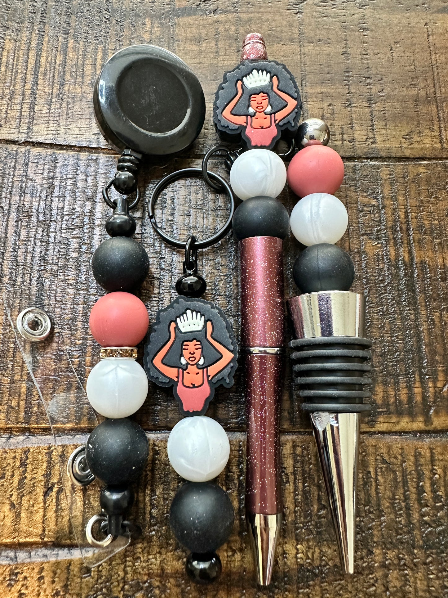Beaded Sets (Brown Options)-Pen Keychain Lanyard Stopper