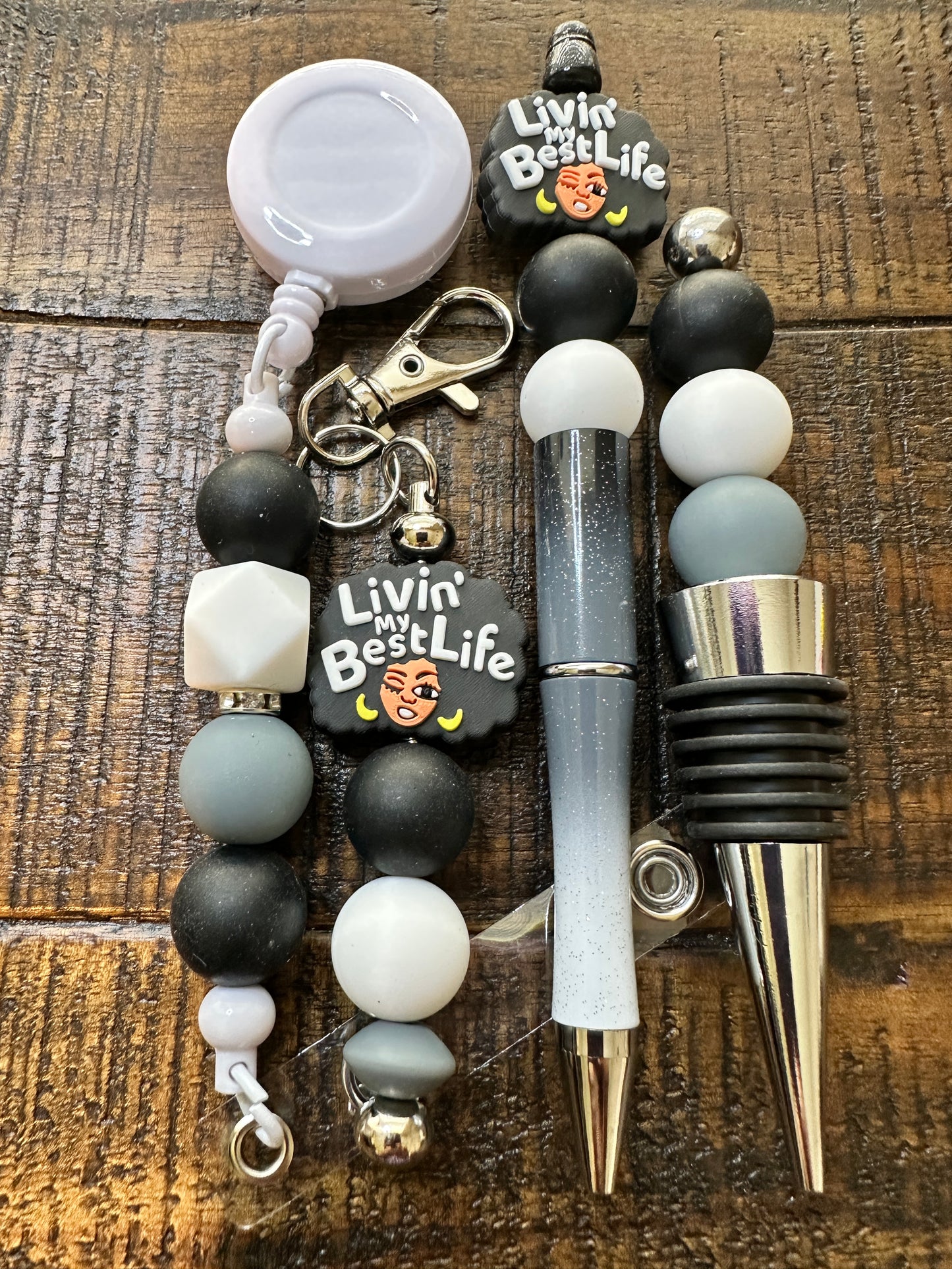 Beaded Sets (Grey Options)-Pen Keychain Lanyard Stopper