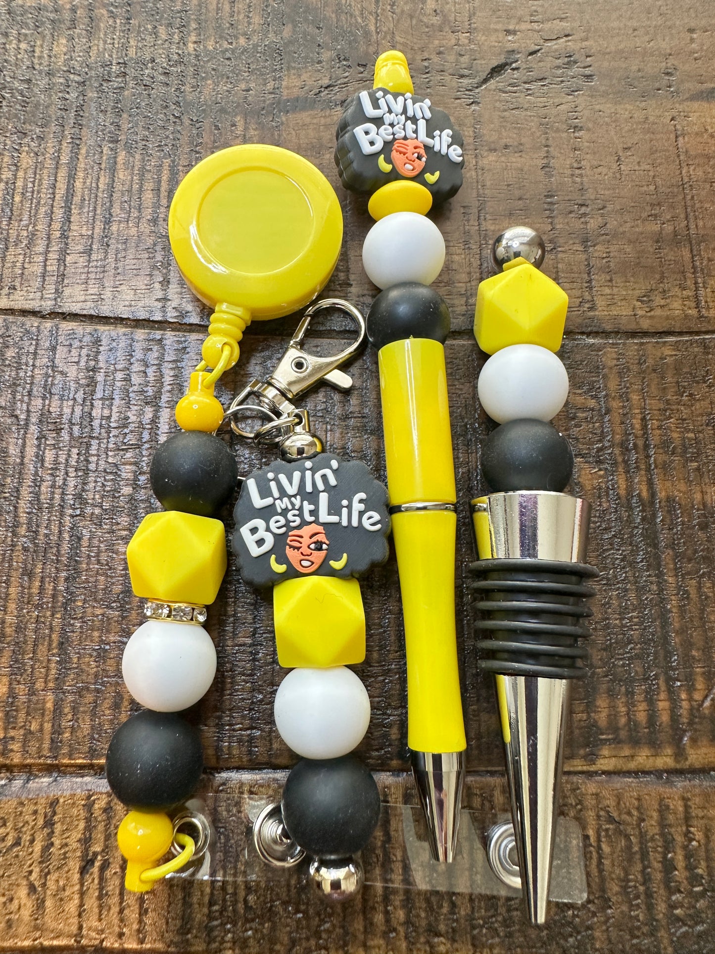 Beaded Sets (Yellow Options)-Pen Keychain Lanyard Stopper
