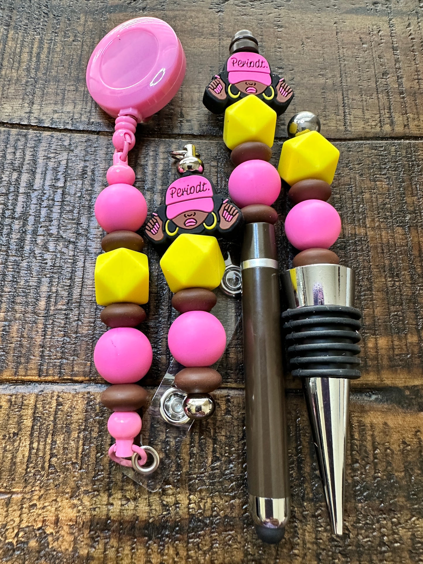 Beaded Sets (Pink Options)-Pen Keychain Lanyard Stopper