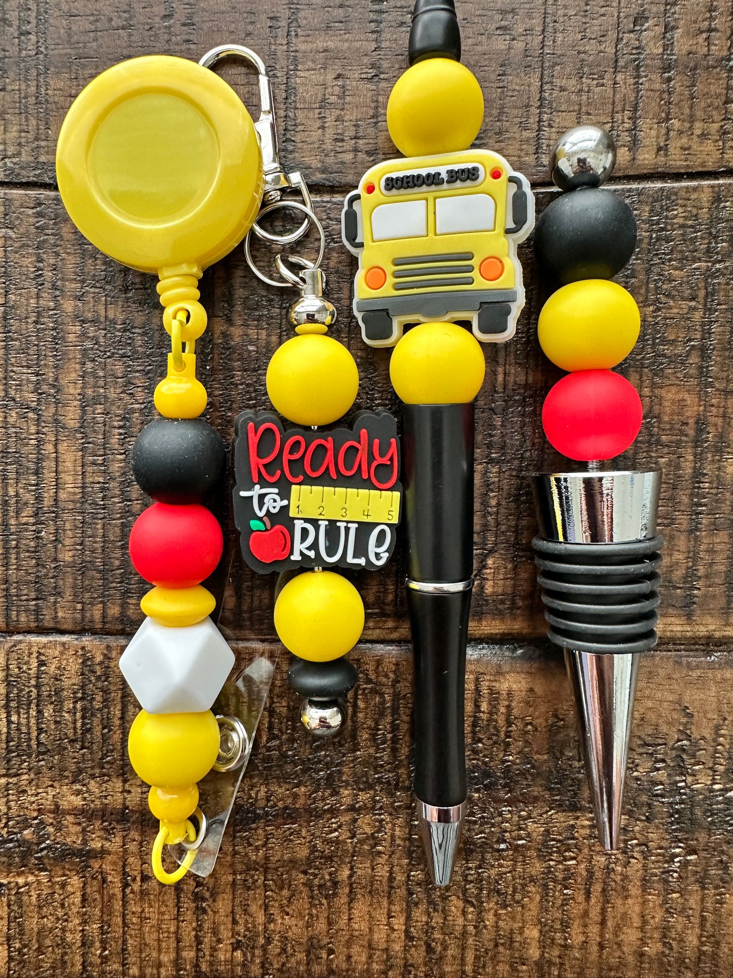 Beaded Sets (Yellow Options)-Pen Keychain Lanyard Stopper