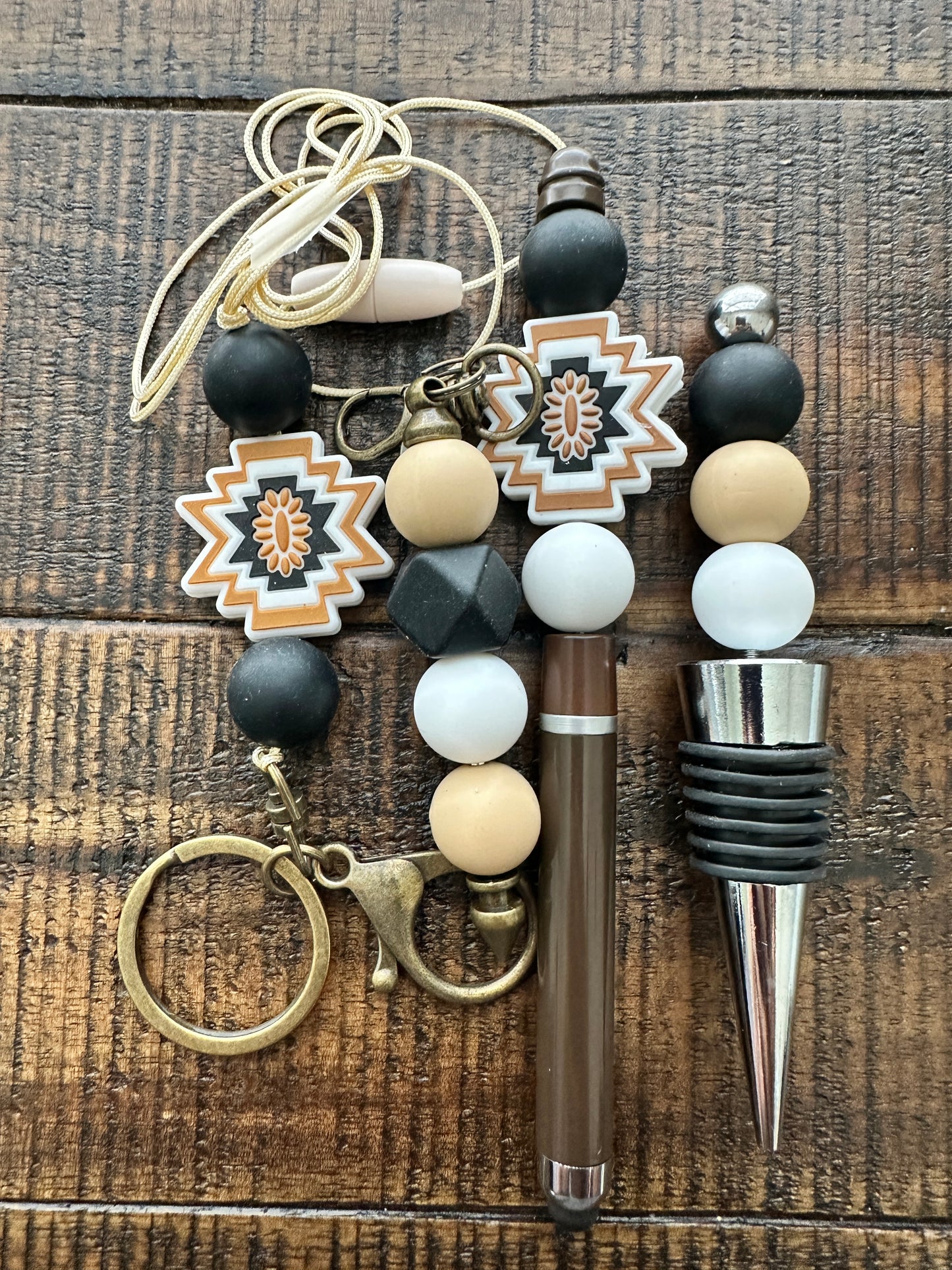 Beaded Sets (Brown Options)-Pen Keychain Lanyard Stopper
