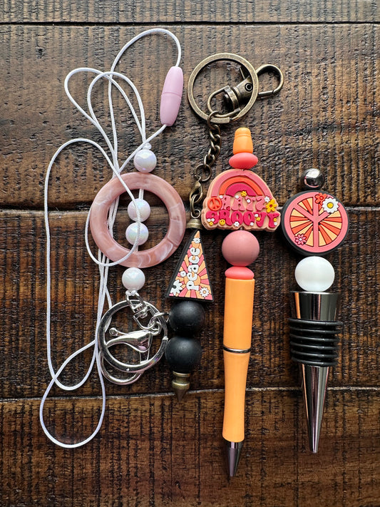 Beaded Sets (Orange Options)-Pen Keychain Lanyard Stopper