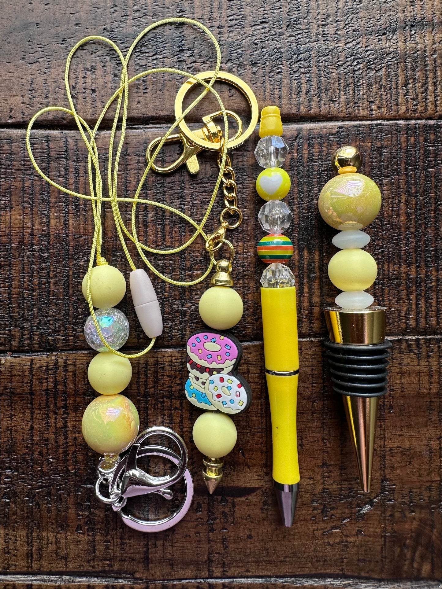 Beaded Sets (Gold Options)-Pen Keychain Lanyard Stopper