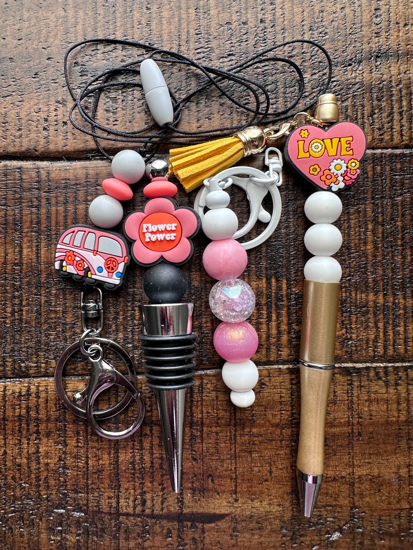 Beaded Sets (Gold Options)-Pen Keychain Lanyard Stopper