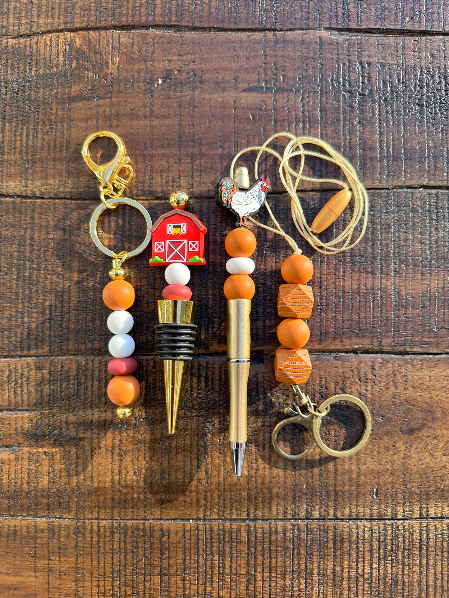 Beaded Sets (Gold Options)-Pen Keychain Lanyard Stopper