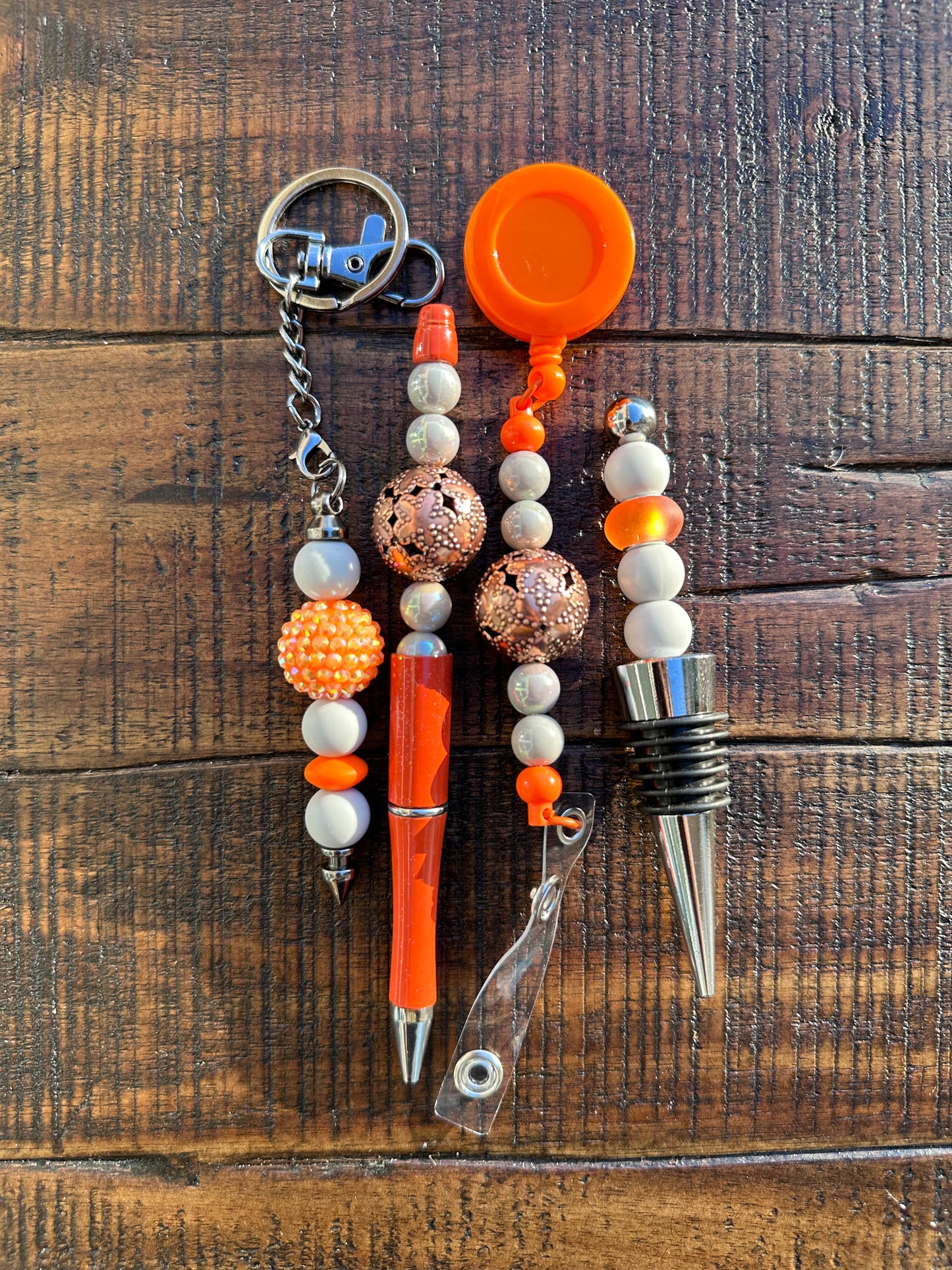 Beaded Sets (Orange Options)-Pen Keychain Lanyard Stopper