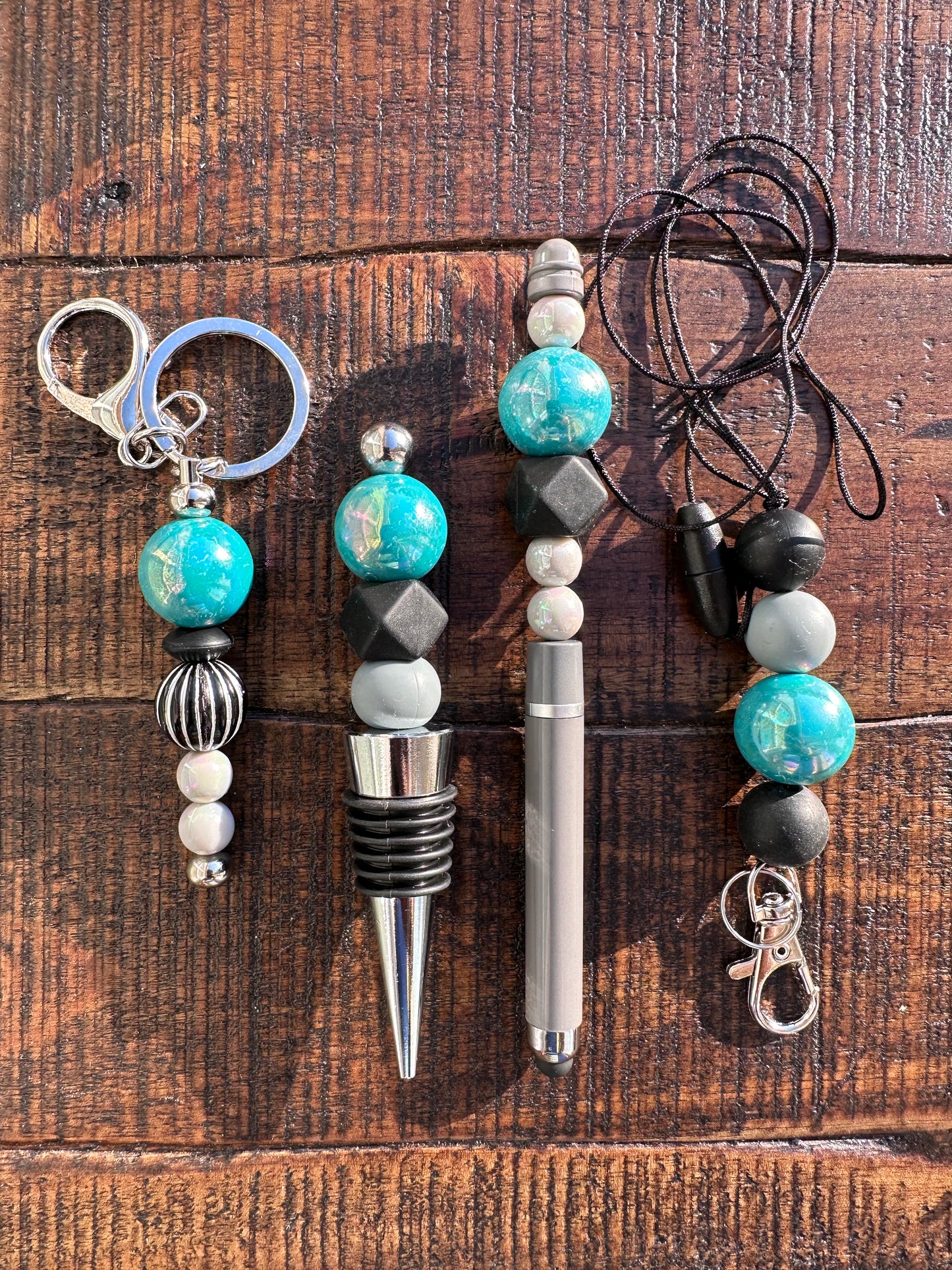 Beaded Sets (Black Options)-Pen Keychain Lanyard Stopper