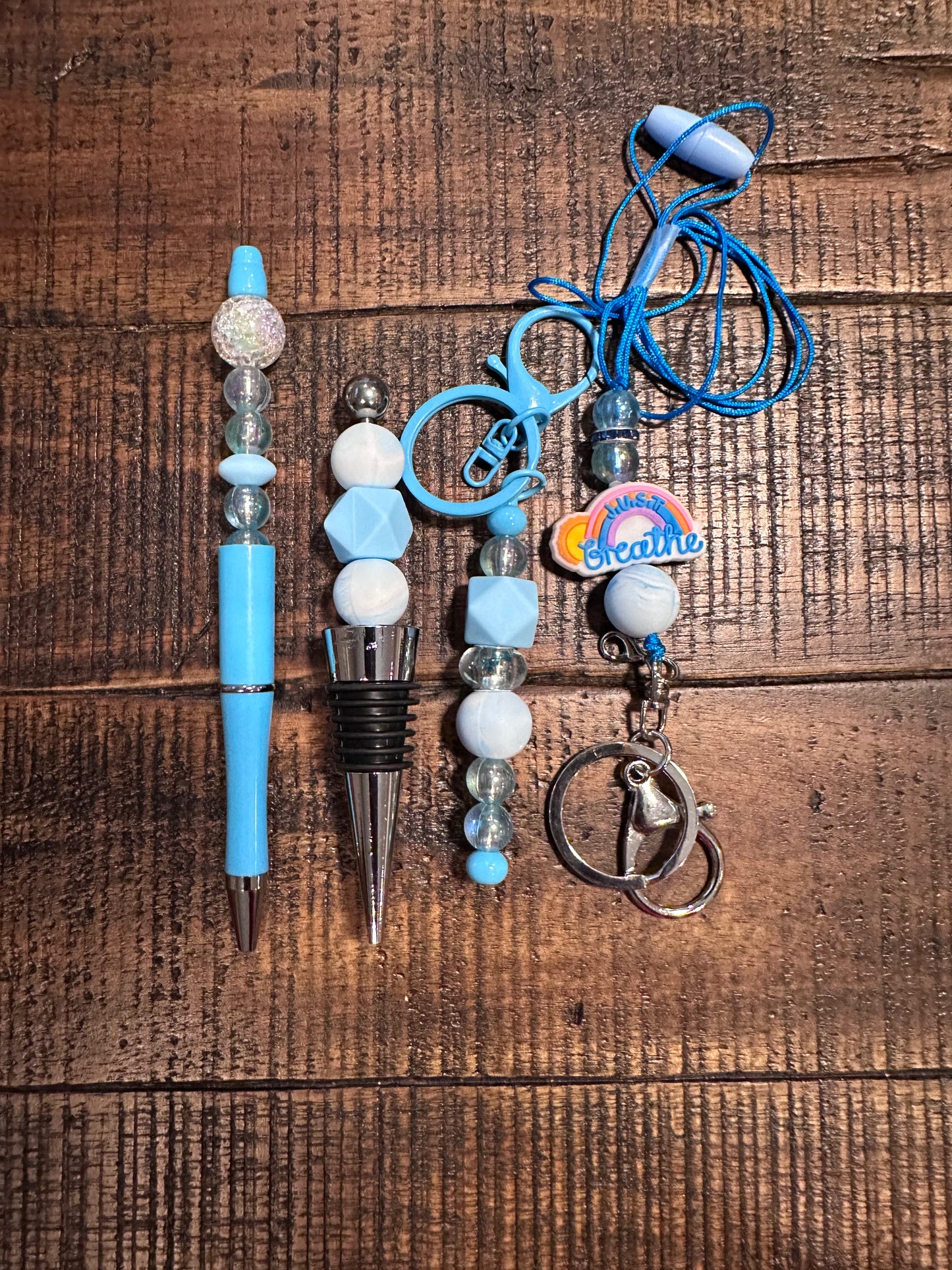 Beaded Sets (Blue Options)-Pen Keychain Lanyard Stopper