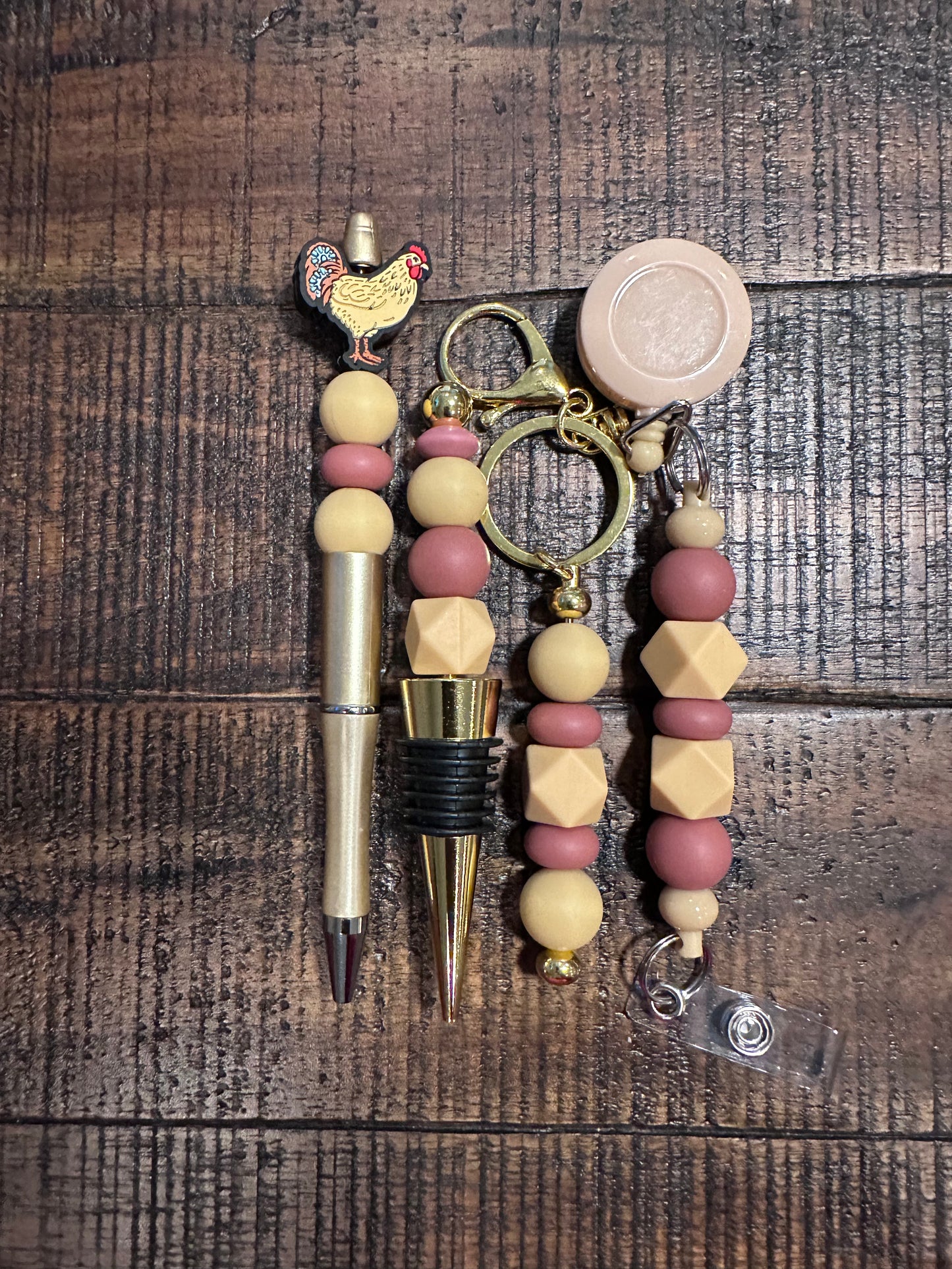 Beaded Sets (Gold Options)-Pen Keychain Lanyard Stopper