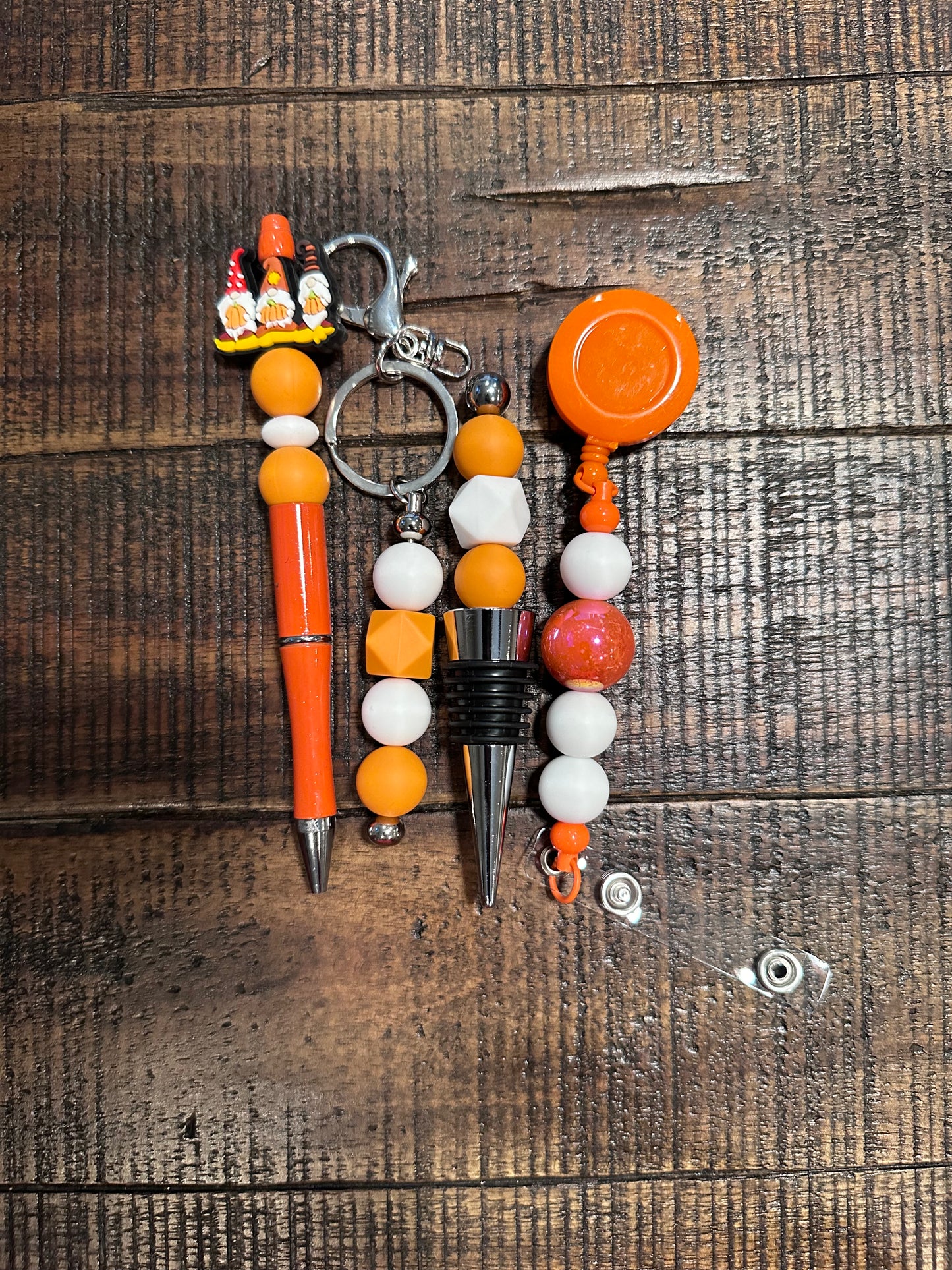 Beaded Sets (Orange Options)-Pen Keychain Lanyard Stopper